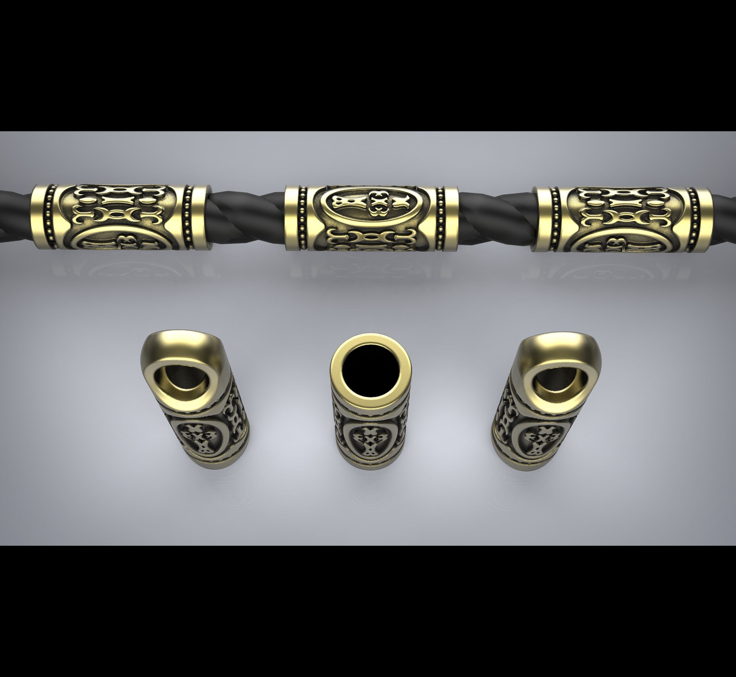 Rope bead sharm tube chain 3D print model_3