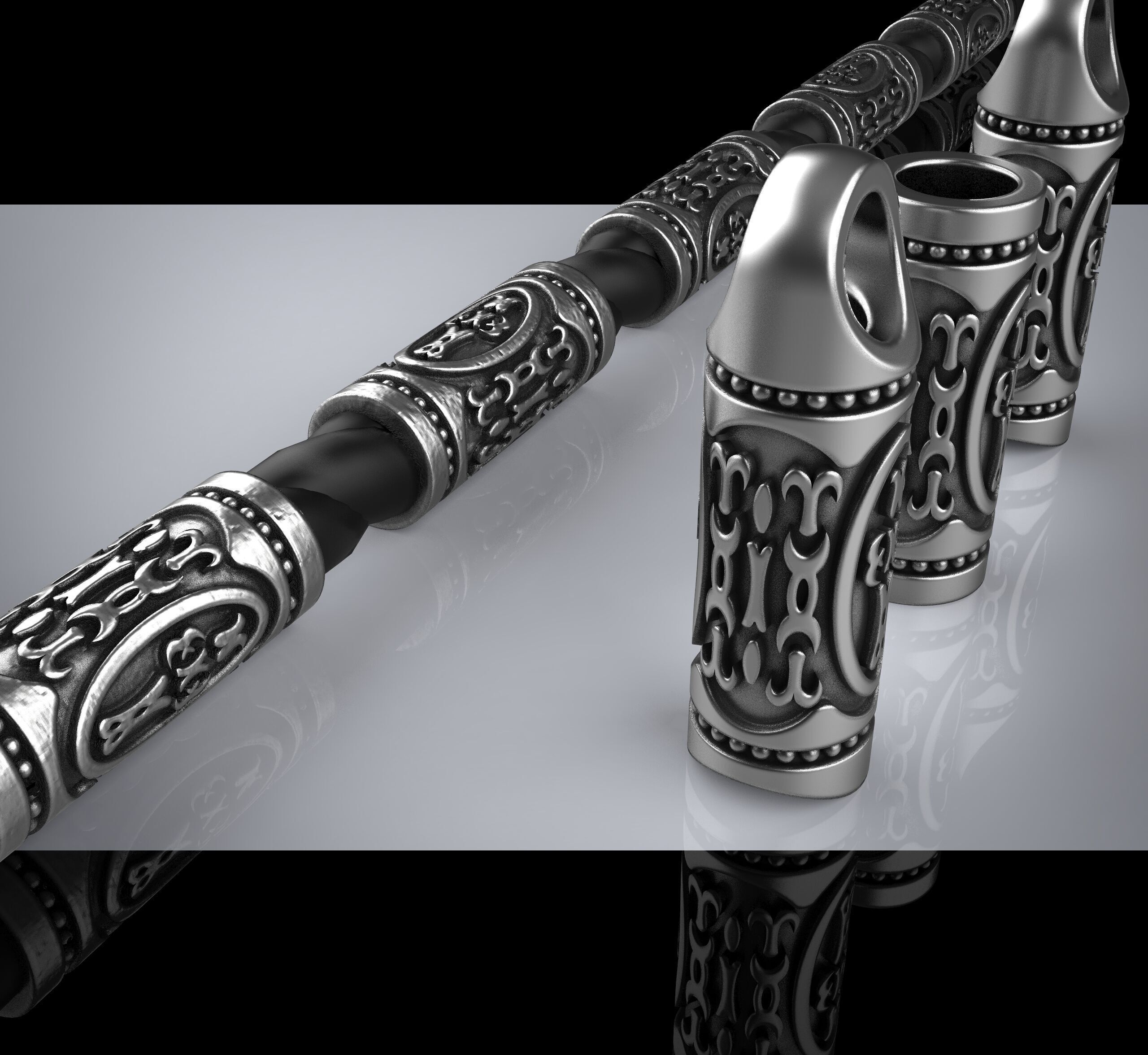 Rope bead sharm tube chain 3D print model_8