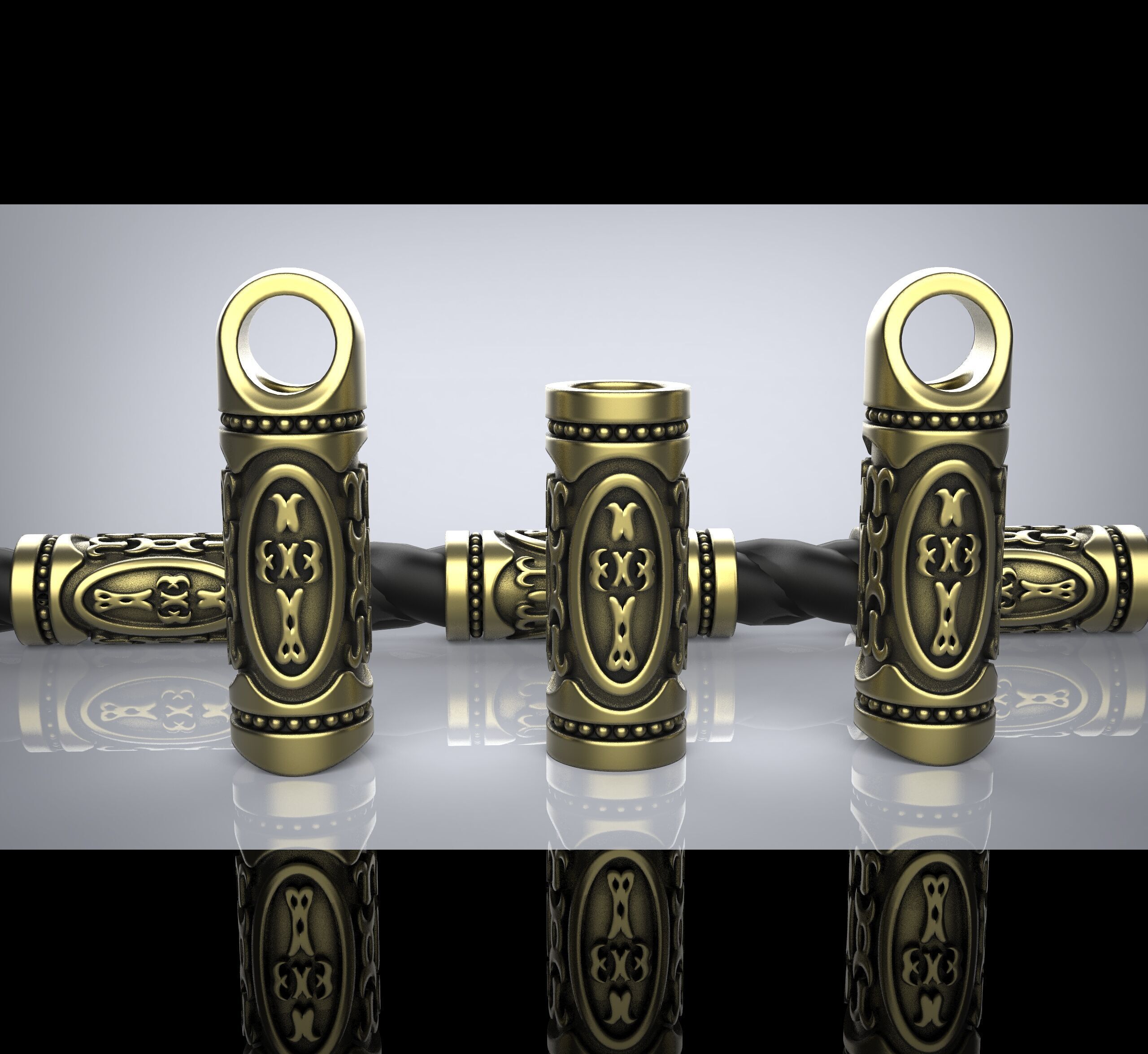 Rope bead sharm tube chain 3D print model_2