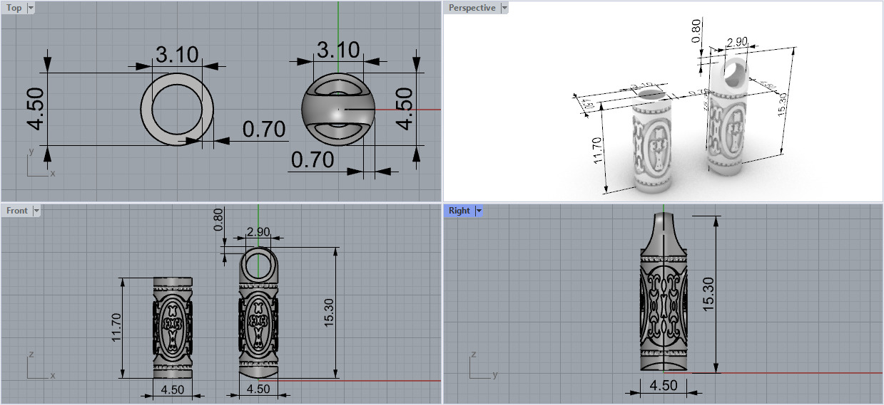 Rope bead sharm tube chain 3D print model_12