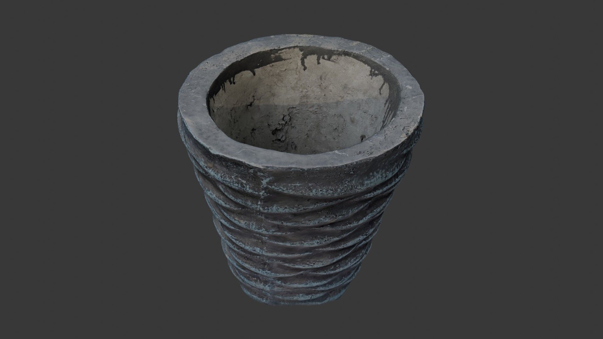 Aged Concrete Planter 3D Scan Low-poly 3D model_4