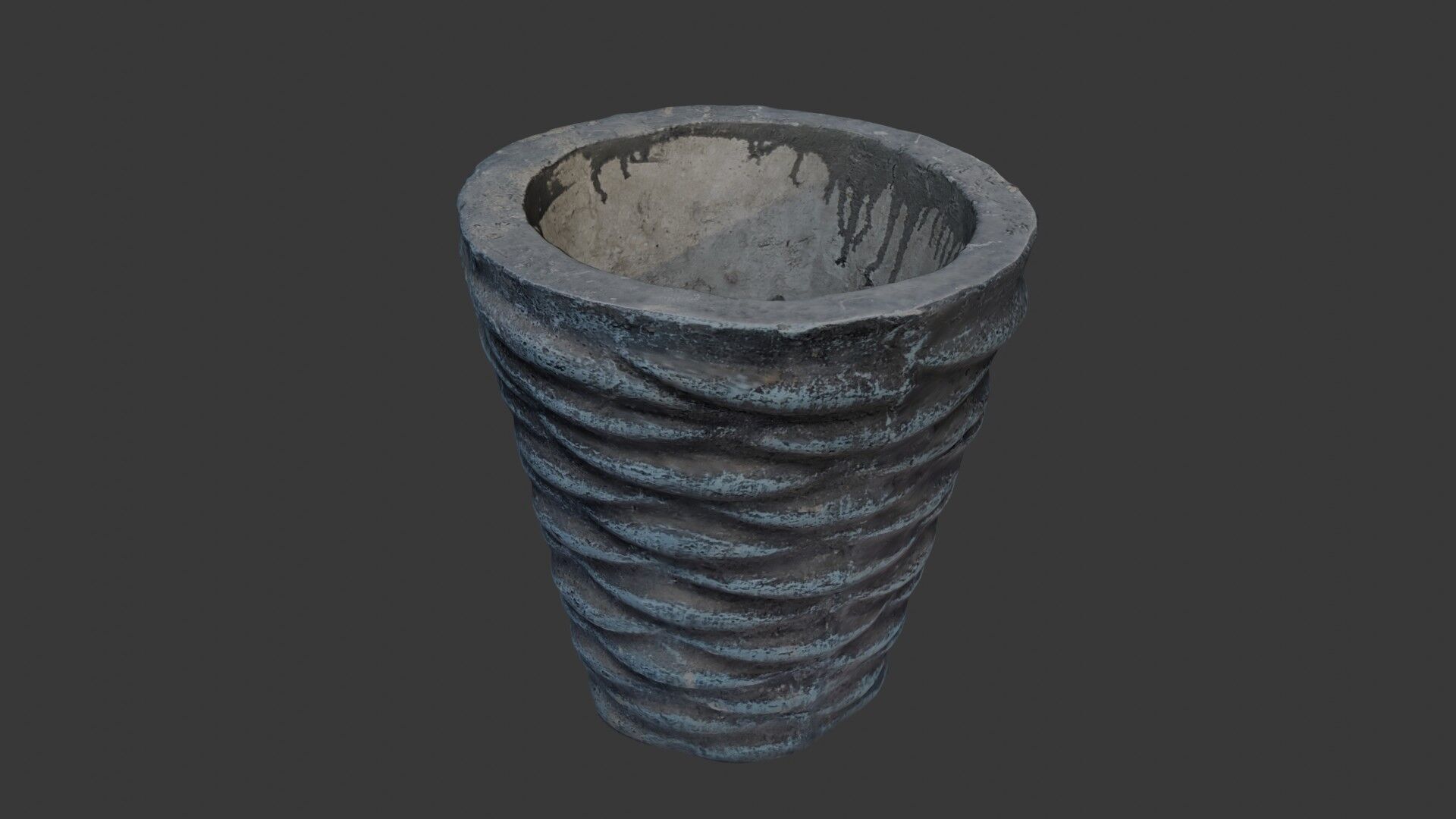 Aged Concrete Planter 3D Scan Low-poly 3D model_1