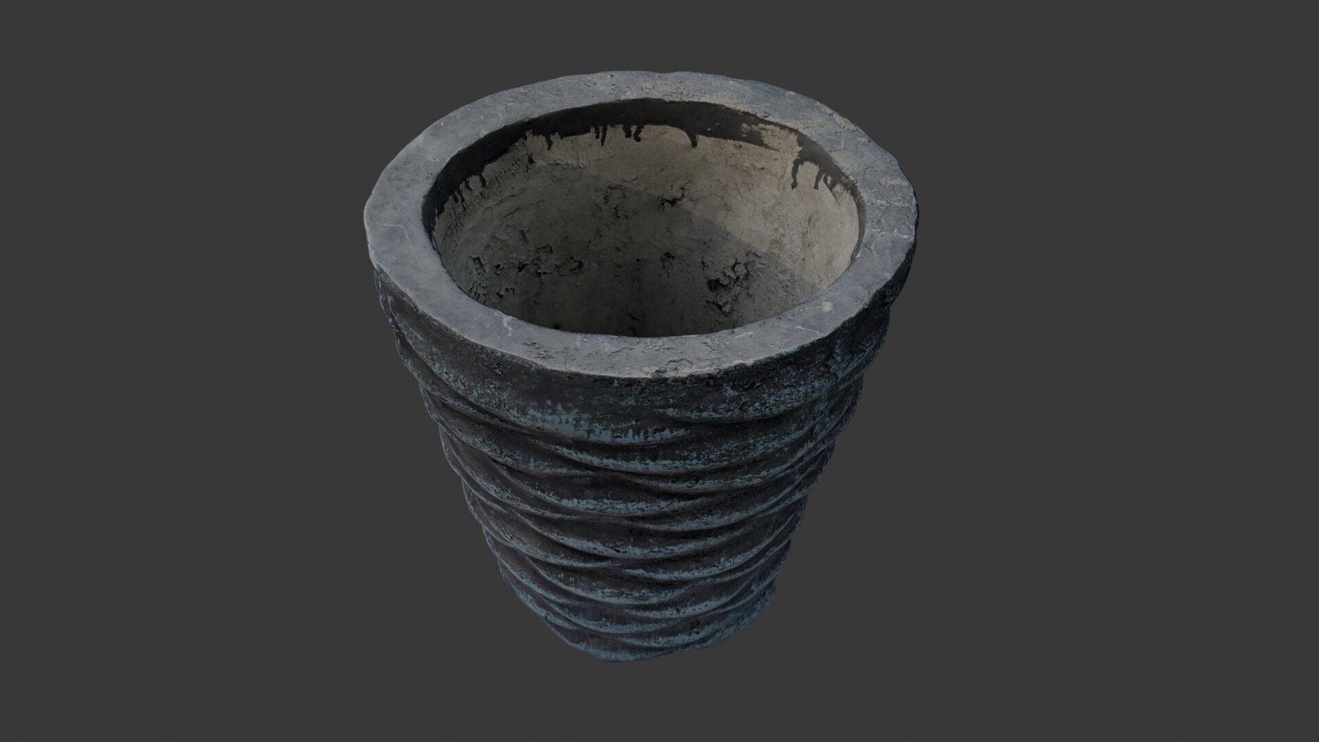Aged Concrete Planter 3D Scan Low-poly 3D model_5