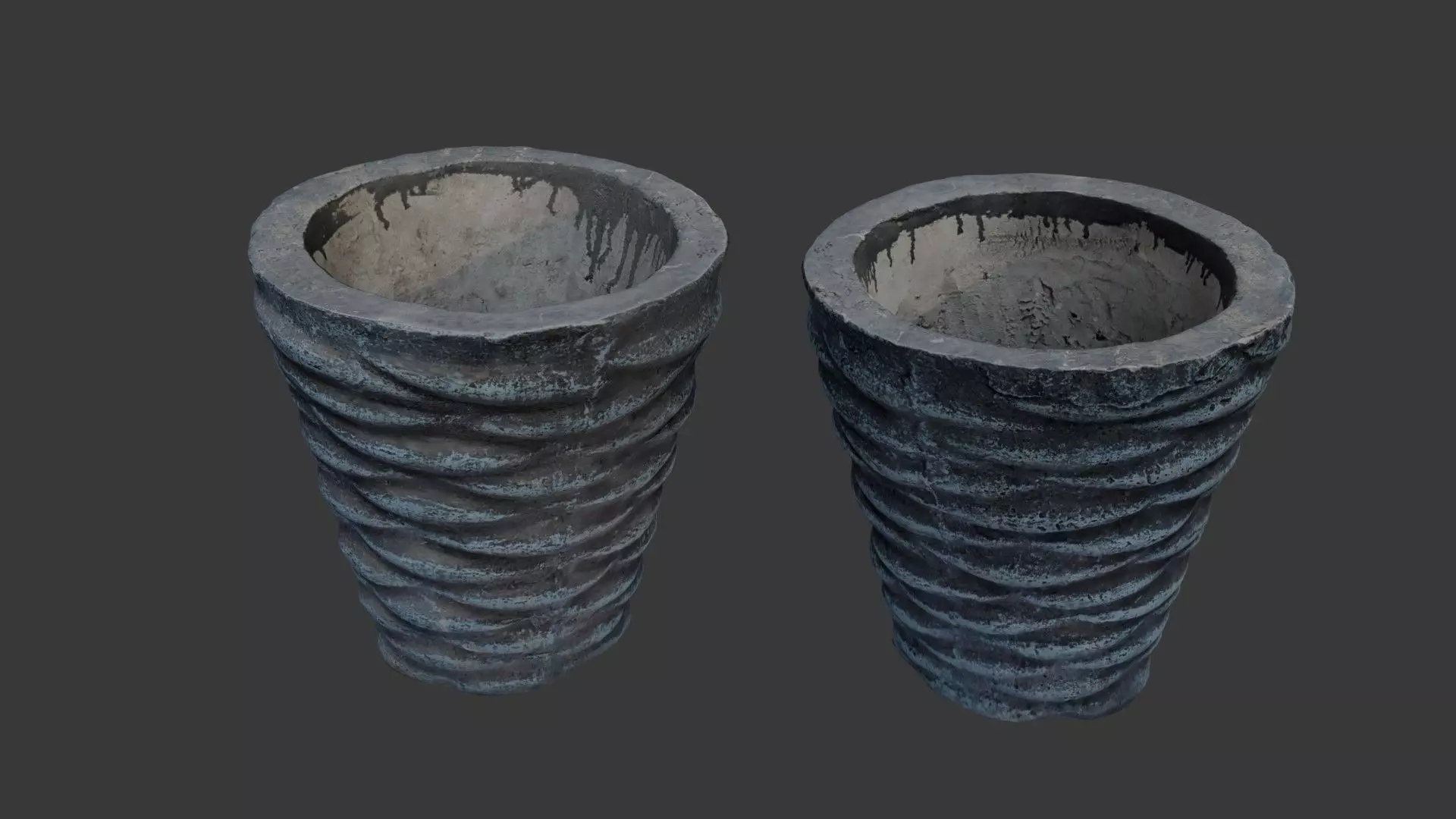 Aged Concrete Planter 3D Scan Low-poly 3D model_0