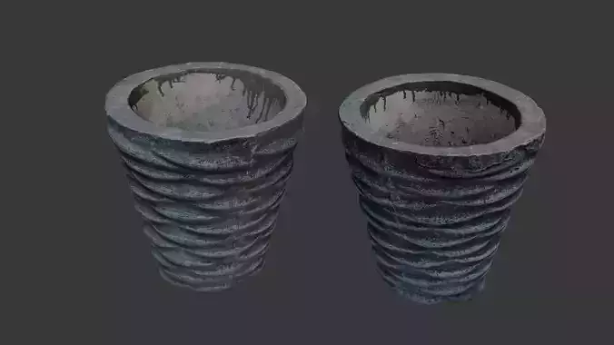 Aged Concrete Planter 3D Scan