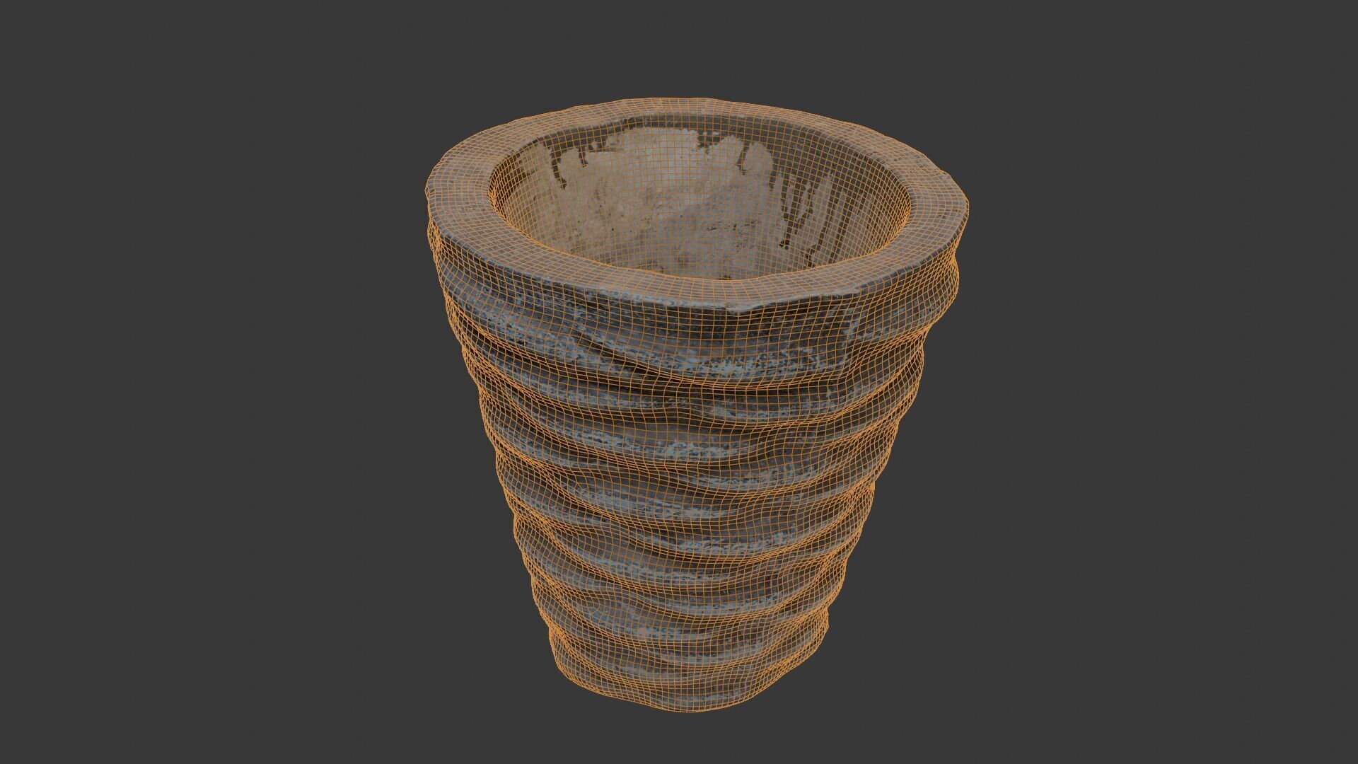 Aged Concrete Planter 3D Scan Low-poly 3D model_2