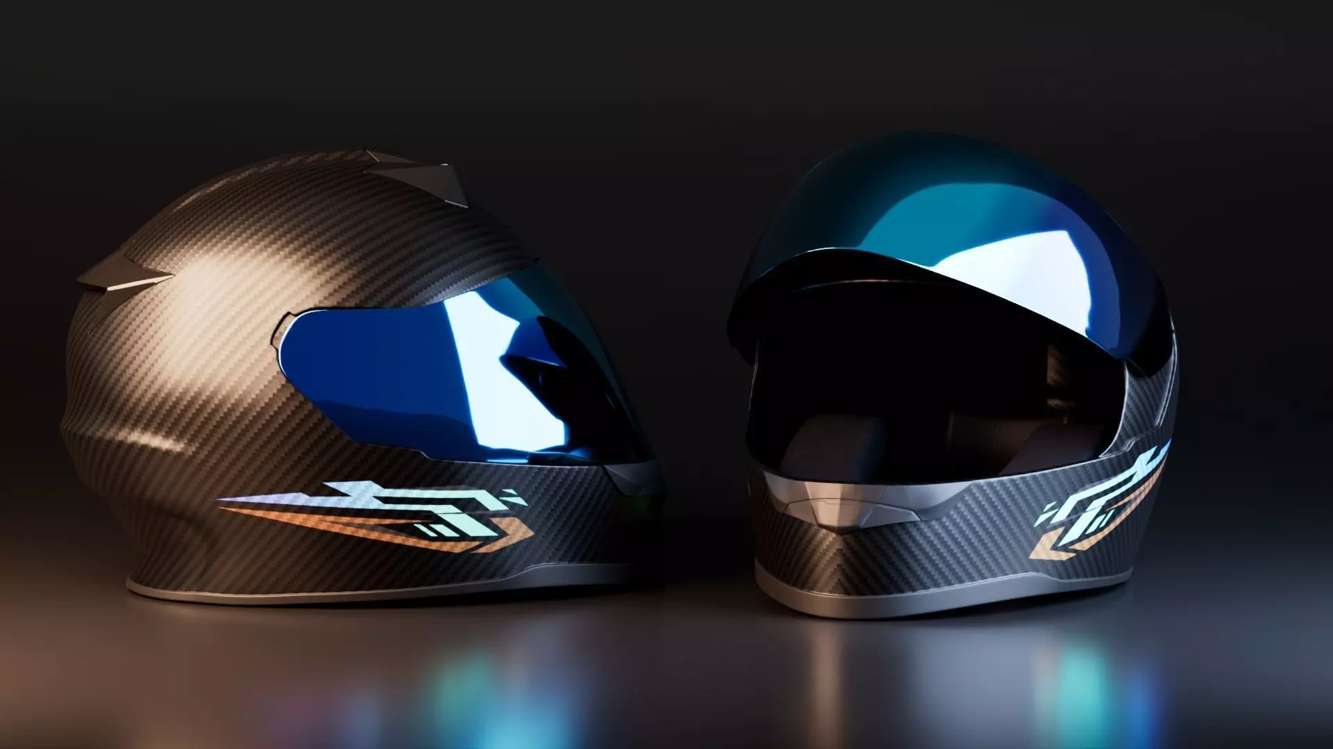 Motorcycle Helmet Low-poly 3D model_0