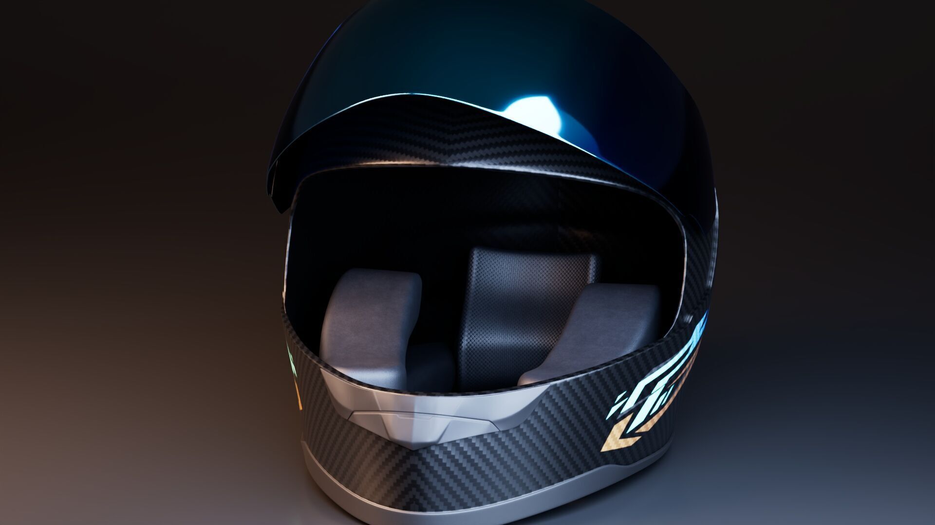 Motorcycle Helmet Low-poly 3D model_6
