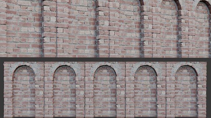 Red Brick Arched Wall 3D Scan Low-poly 3D model