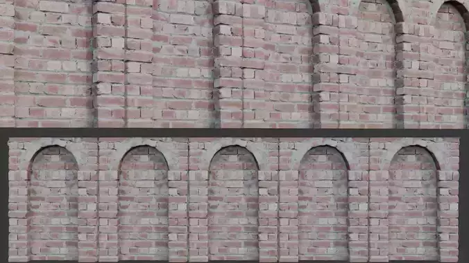 Red Brick Arched Wall 3D Scan