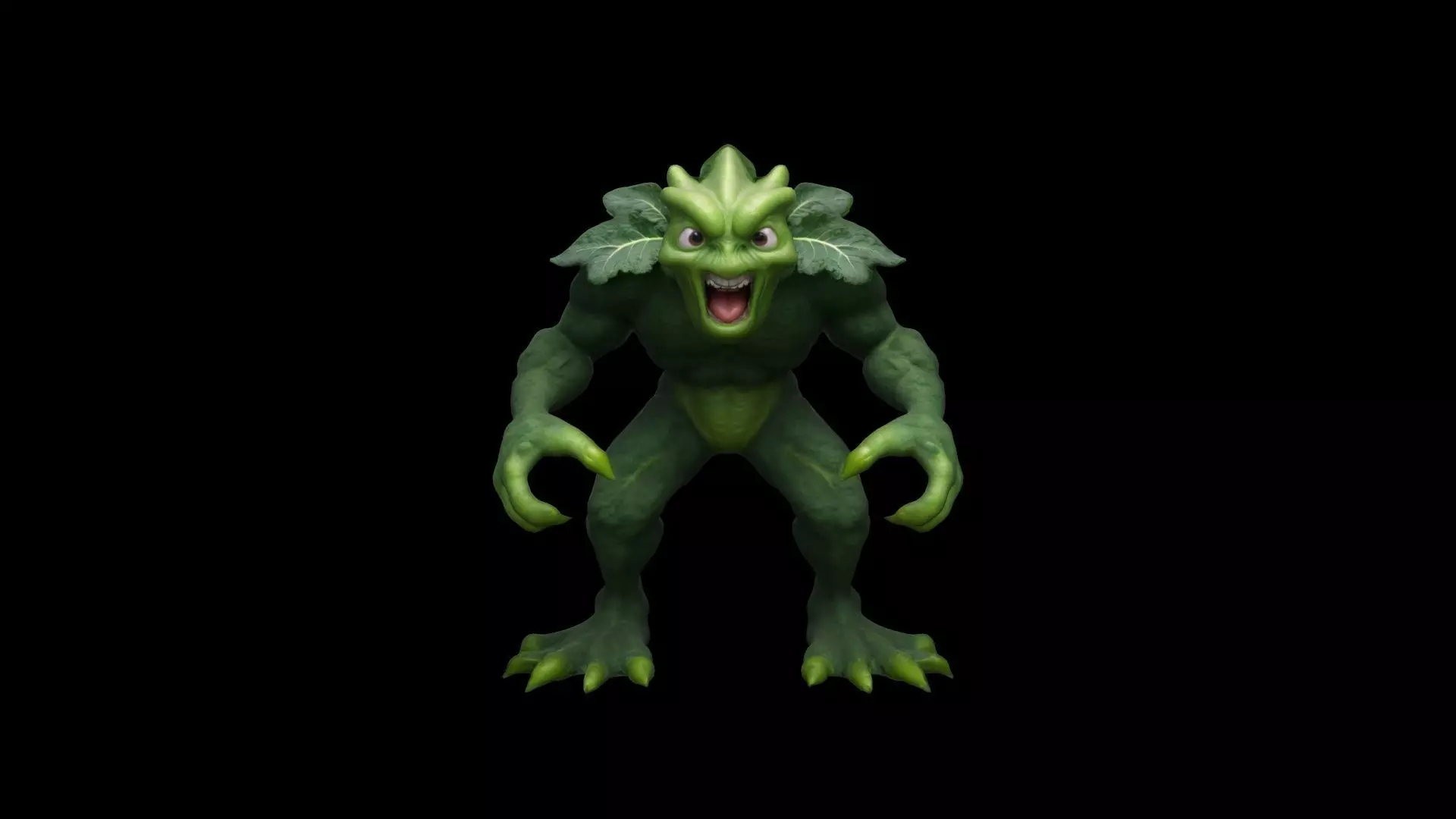 3d Model  Illustration Of An Angry Kale Cartoon Character 3D model_0