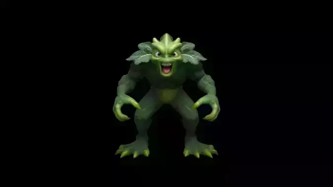 3d Model  Illustration Of An Angry Kale Cartoon Character 3D model