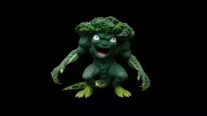 3d Model  Illustration Of An Angry Kale Cartoon Character 3D model