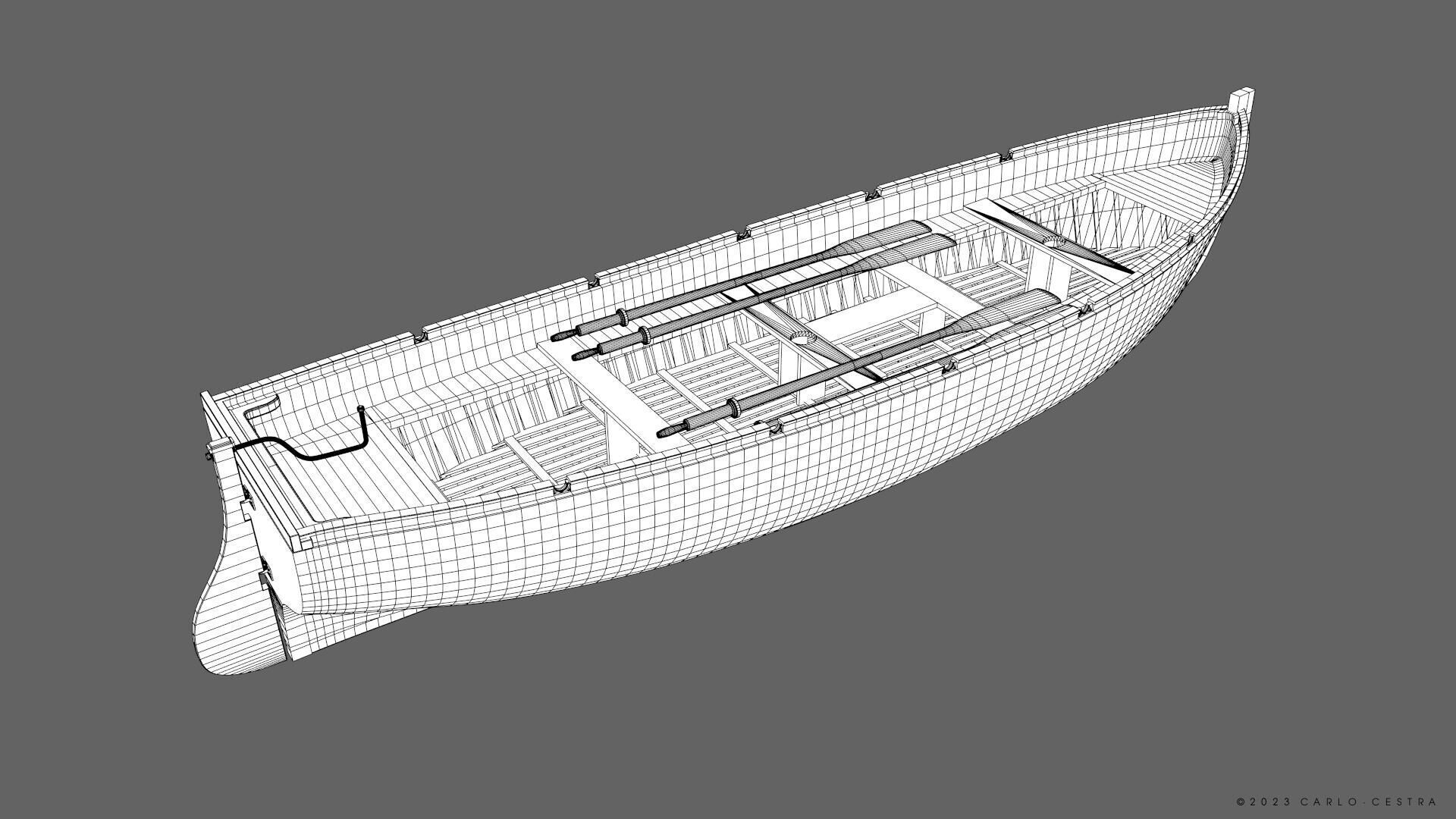 WW2 Italian 8m60cm Lifeboat Low-poly 3D model_41