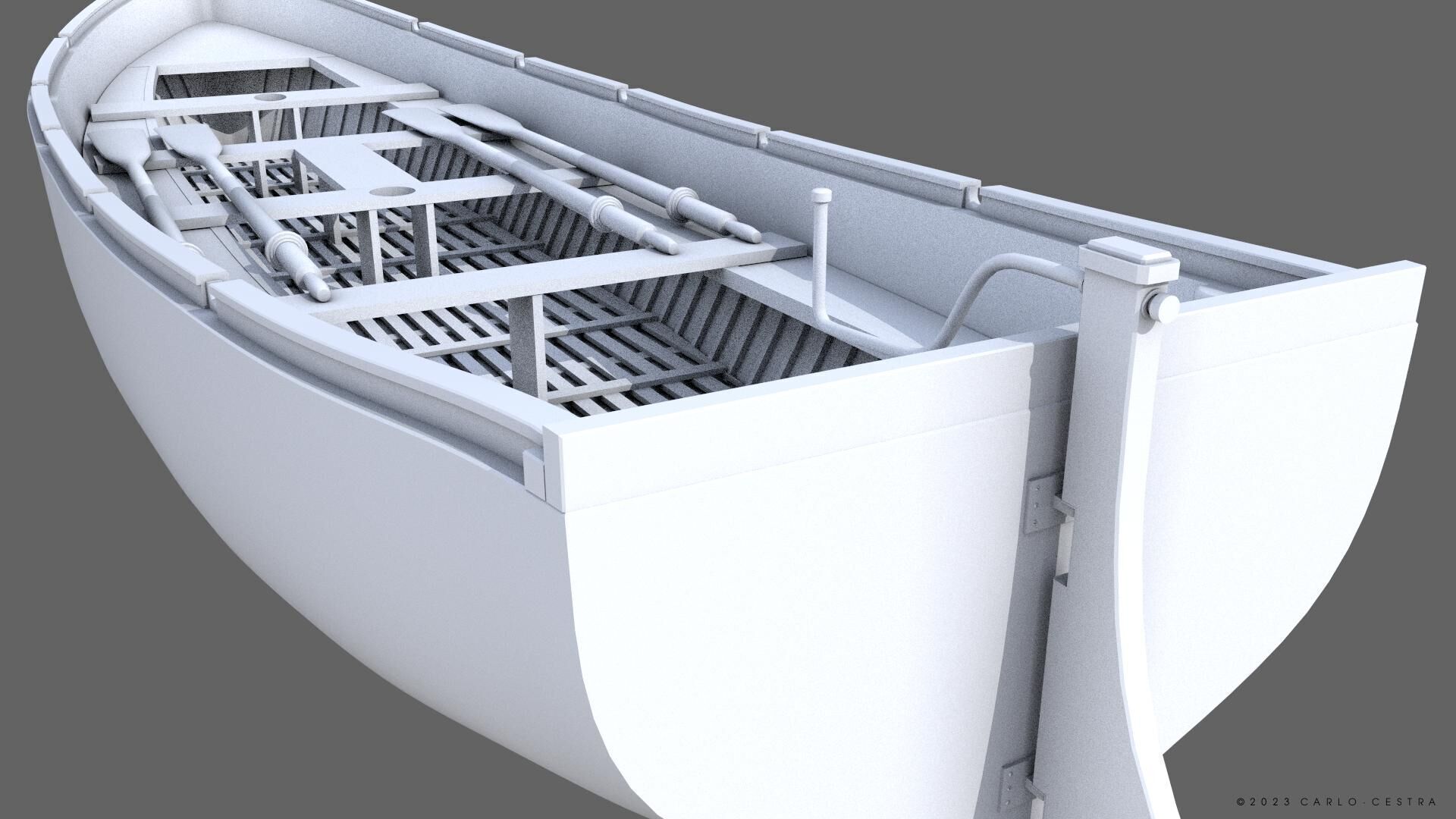 WW2 Italian 8m60cm Lifeboat Low-poly 3D model_19