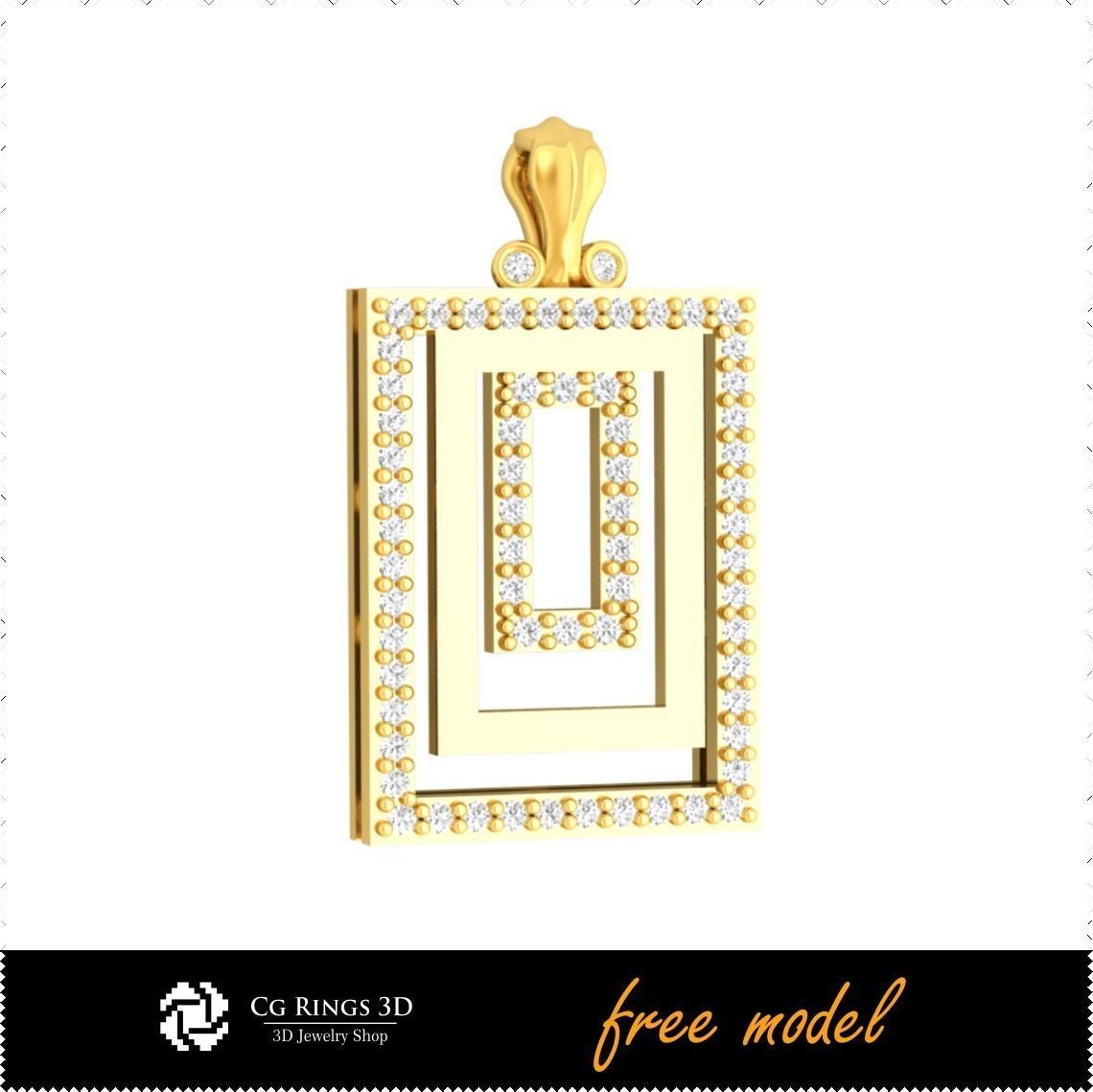 3D CAD Pendant With Diamons-Free 3D Model- model 12 Free 3D print model