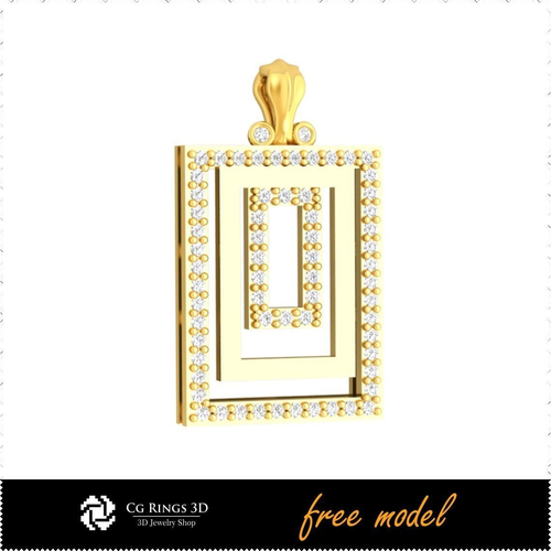 3D CAD Pendant With Diamons-Free 3D Model- model 12 Free 3D print model