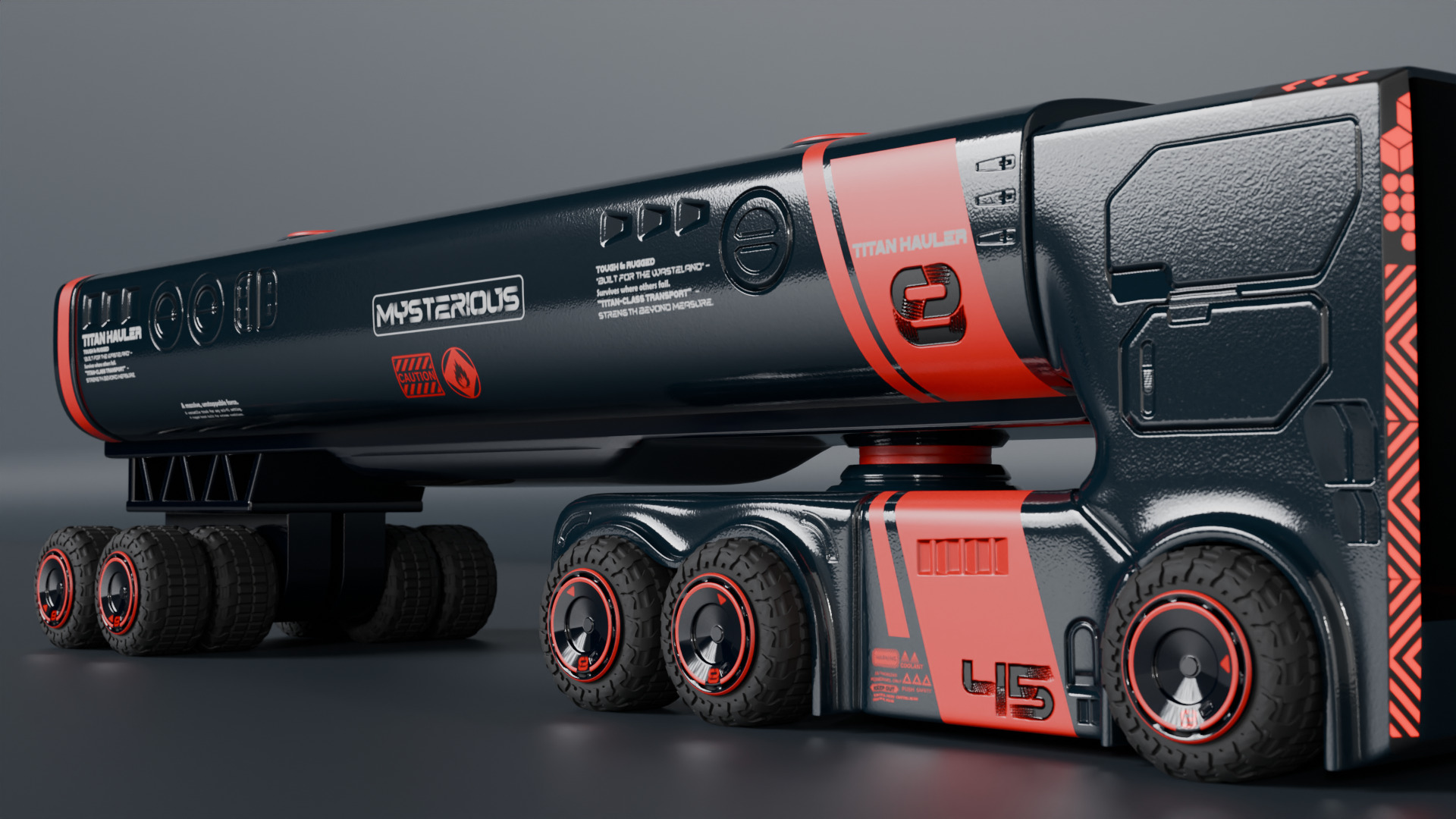Sci-Fi Heavy Transport Truck 3D model_8