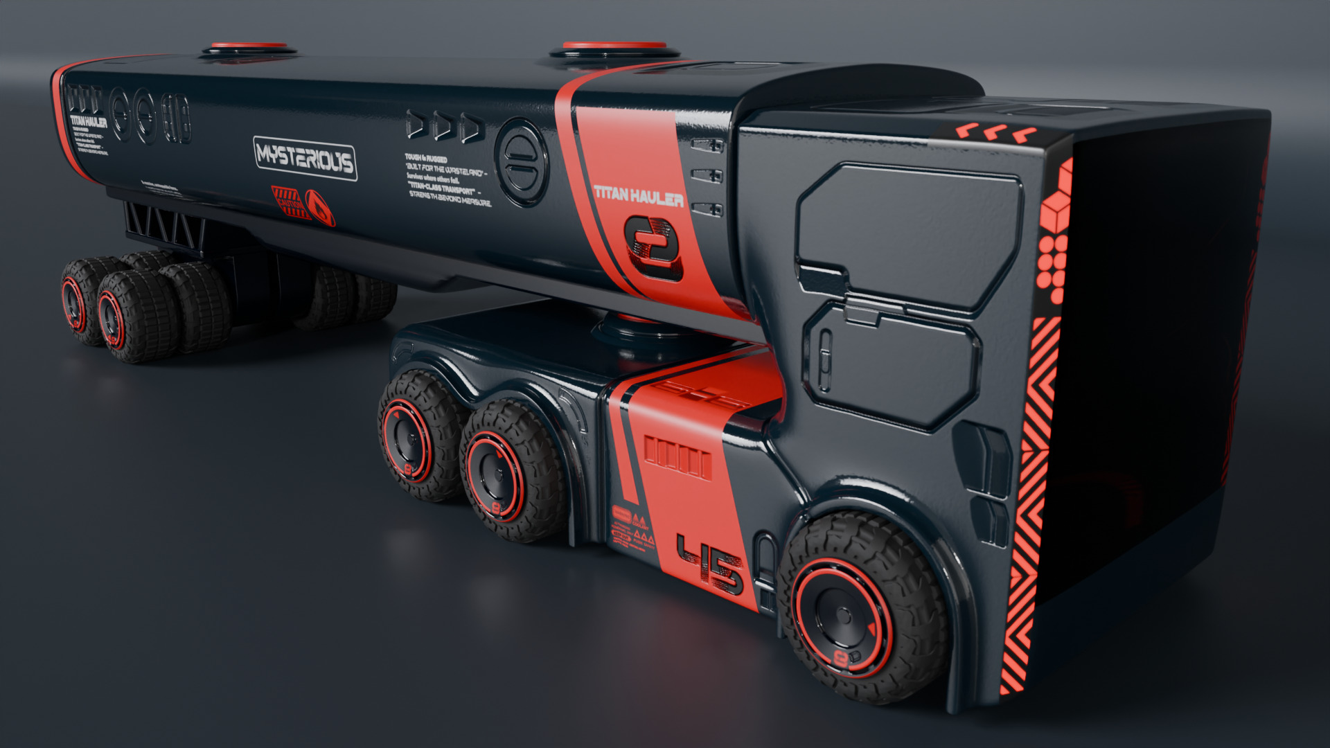 Sci-Fi Heavy Transport Truck 3D model_2