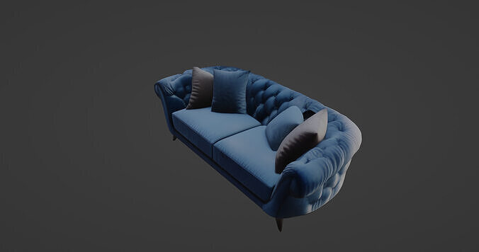 Luxurious Velvet Designer Sofa Tufted Chesterfield Style 3D model