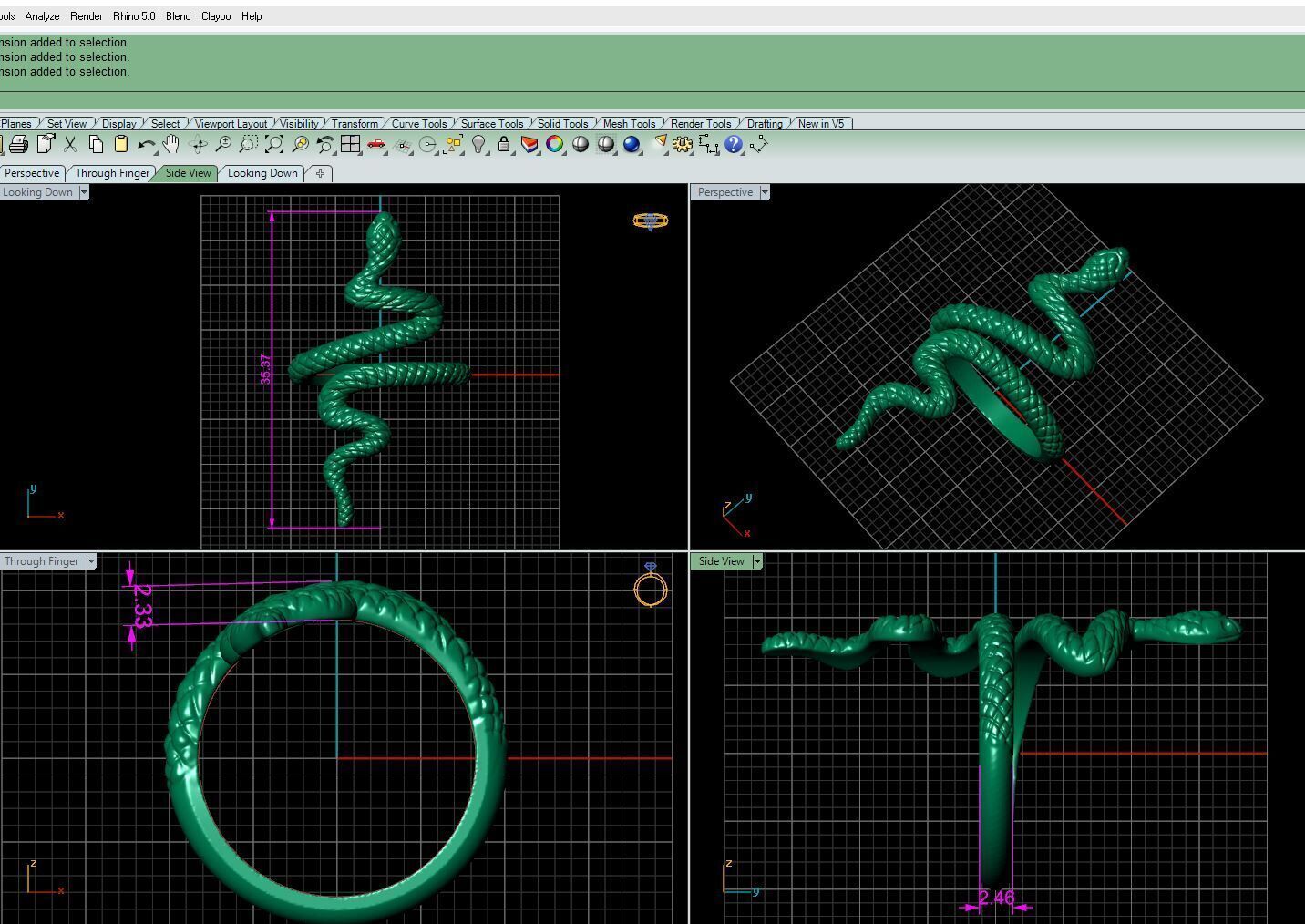snake ring Free 3D print model_1