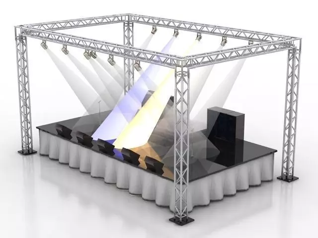 stage with lights and table Free 3D model_0