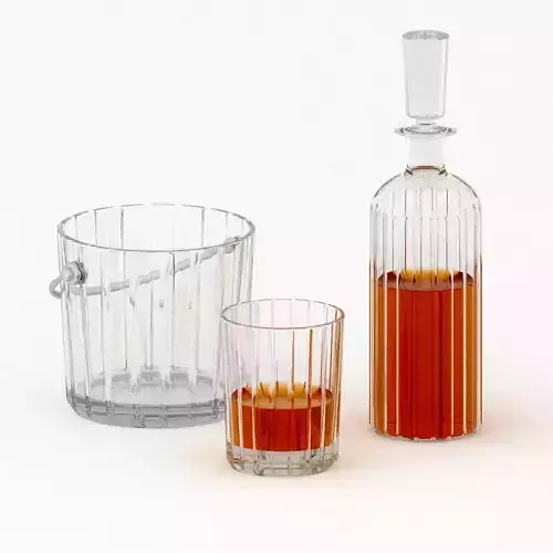 Baccarat set of Harmonie round whisky decanter 3D model