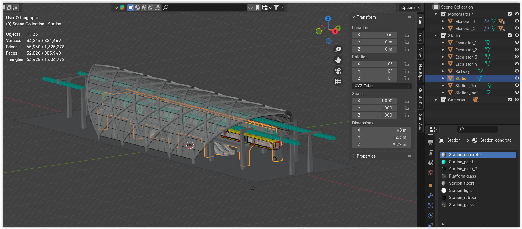 Elevated train station 2025 3D model_12