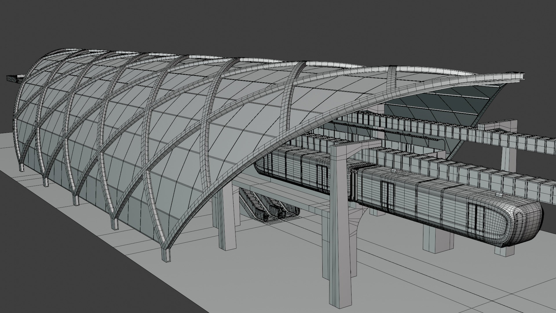 Elevated train station 2025 3D model_2