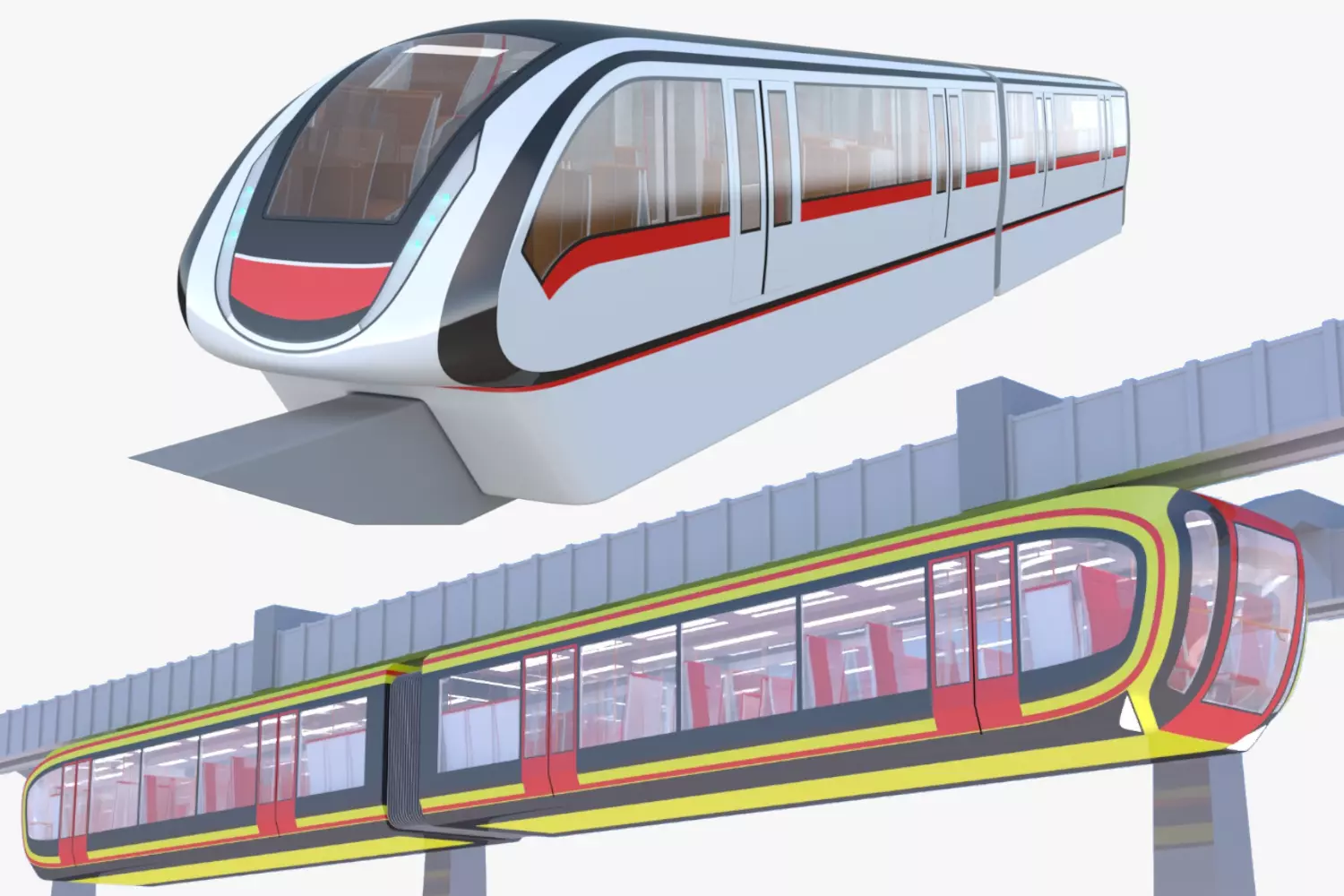 Elevated trains bundle II 3D Model Collection_0