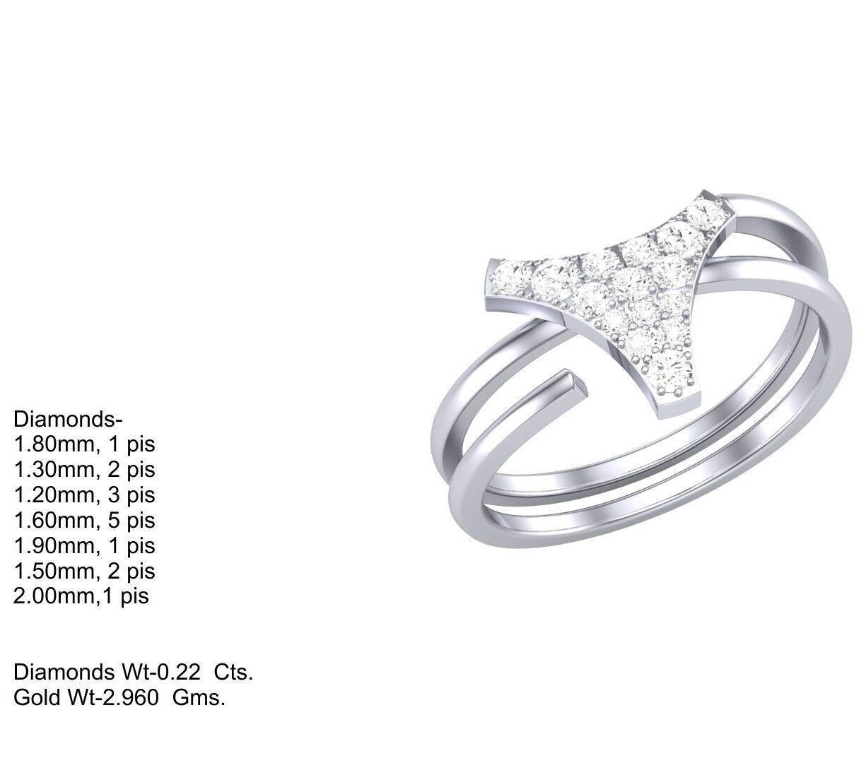 Printable 3D jewelry model of Lady diamond ring 3D print model_1