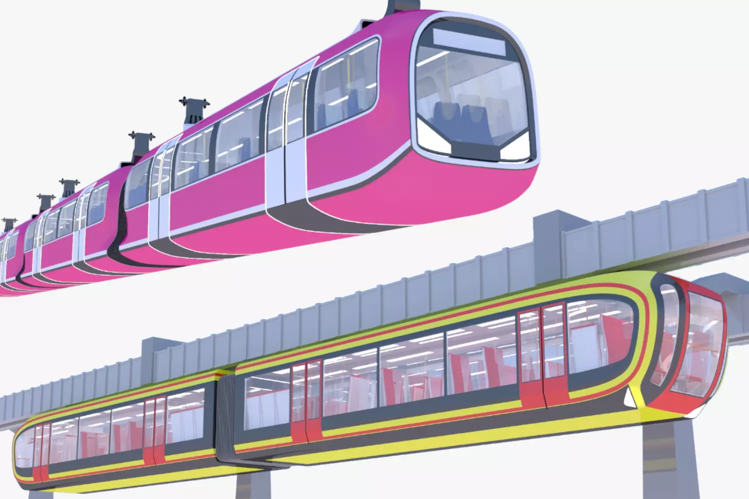 Elevated trains bundle 3D Model Collection_0