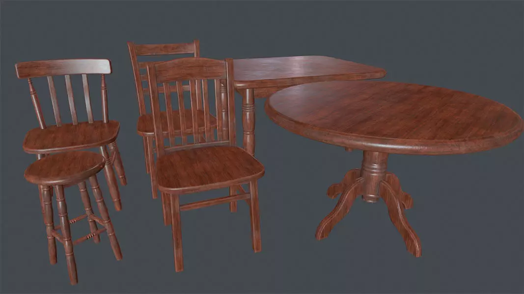Chairs and Tables Pack Low-poly 3D model_0