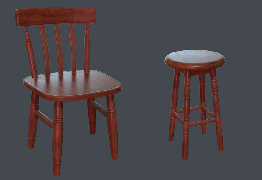 Chairs and Tables Pack Low-poly 3D model_4