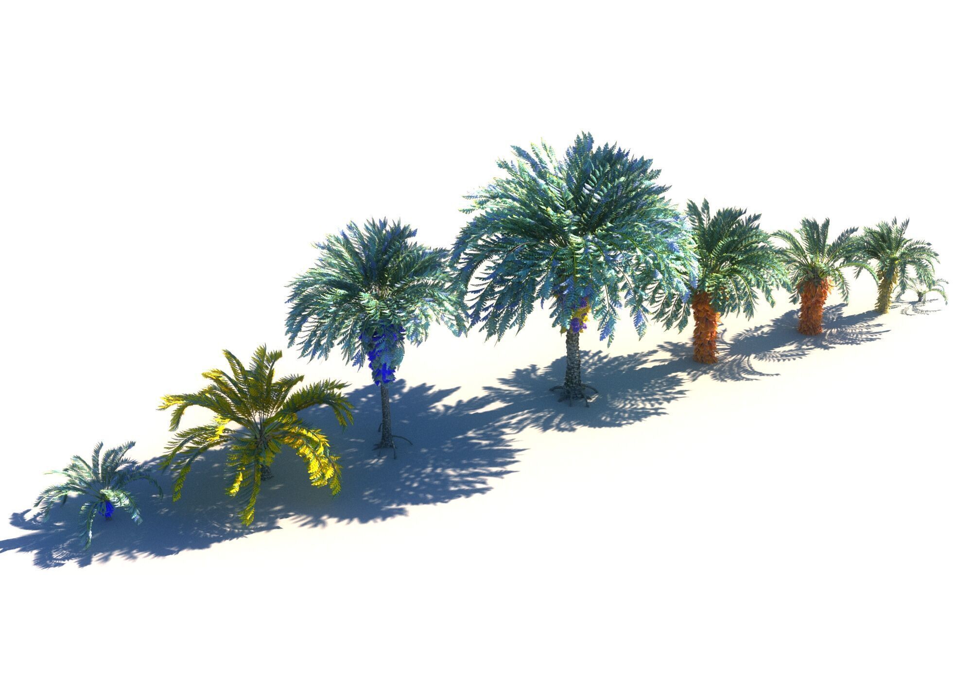 Fantastic prehistoric palm tree Pack Animated Low-poly 3D model_3