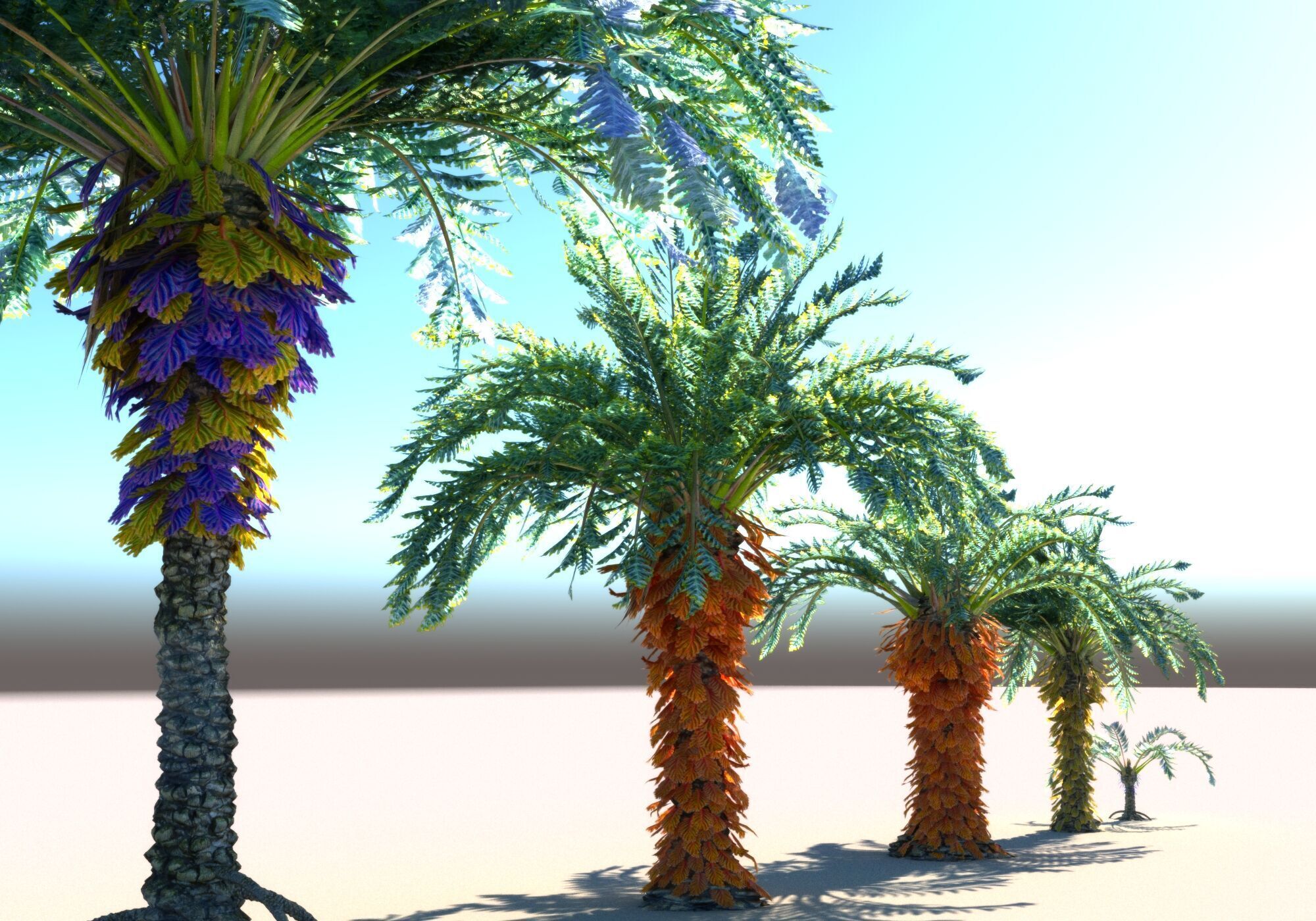 Fantastic prehistoric palm tree Pack Animated Low-poly 3D model_8