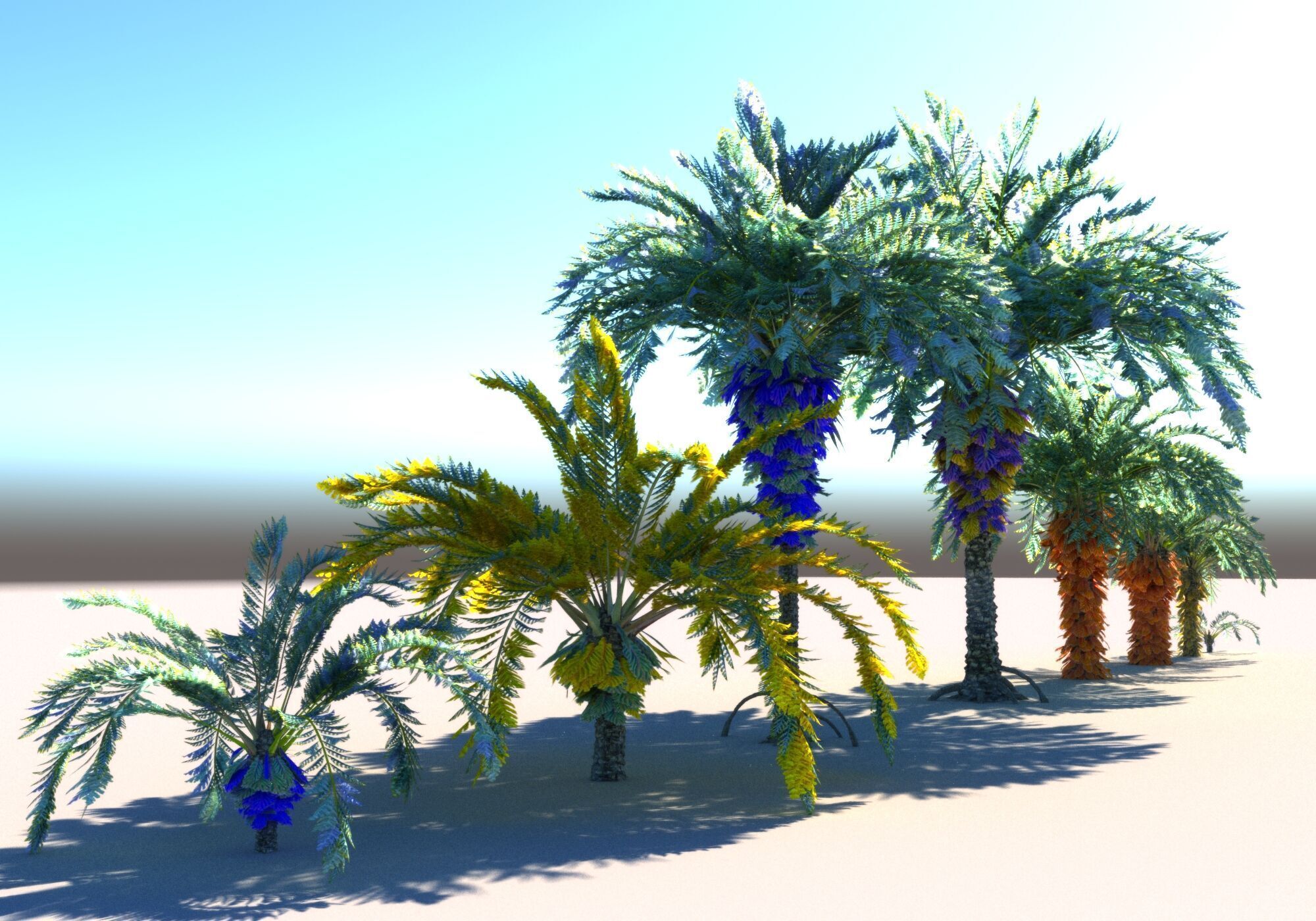 Fantastic prehistoric palm tree Pack Animated Low-poly 3D model_4