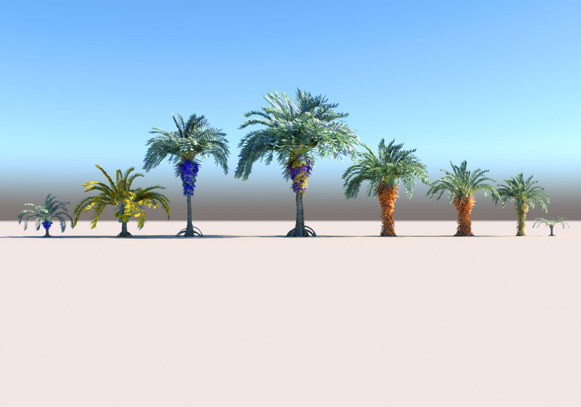 Fantastic prehistoric palm tree Pack Animated Low-poly 3D model_2