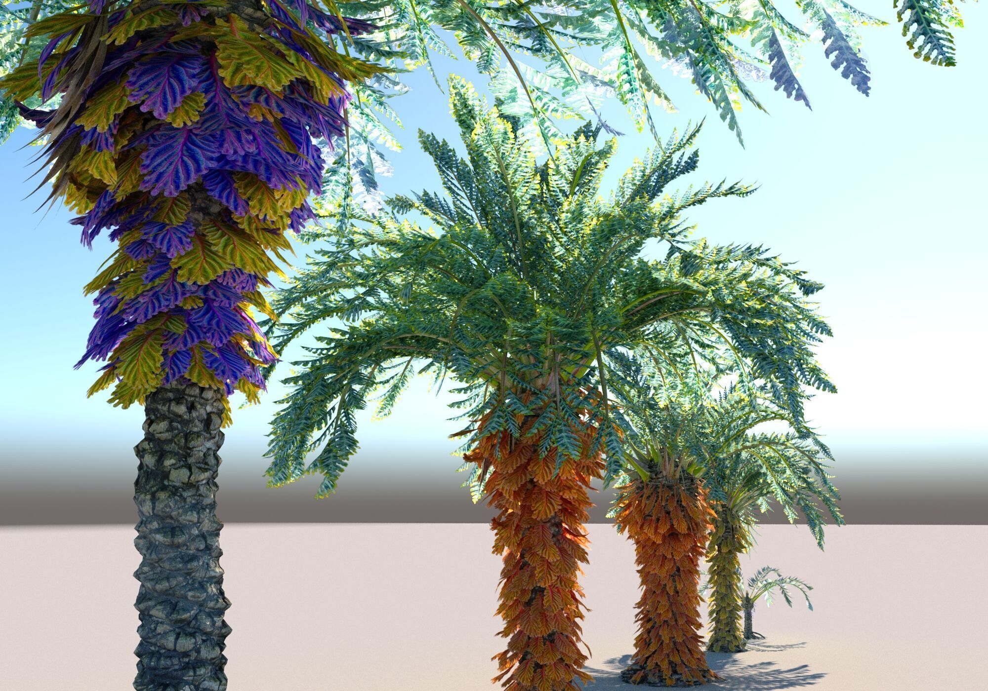 Fantastic prehistoric palm tree Pack Animated Low-poly 3D model_10