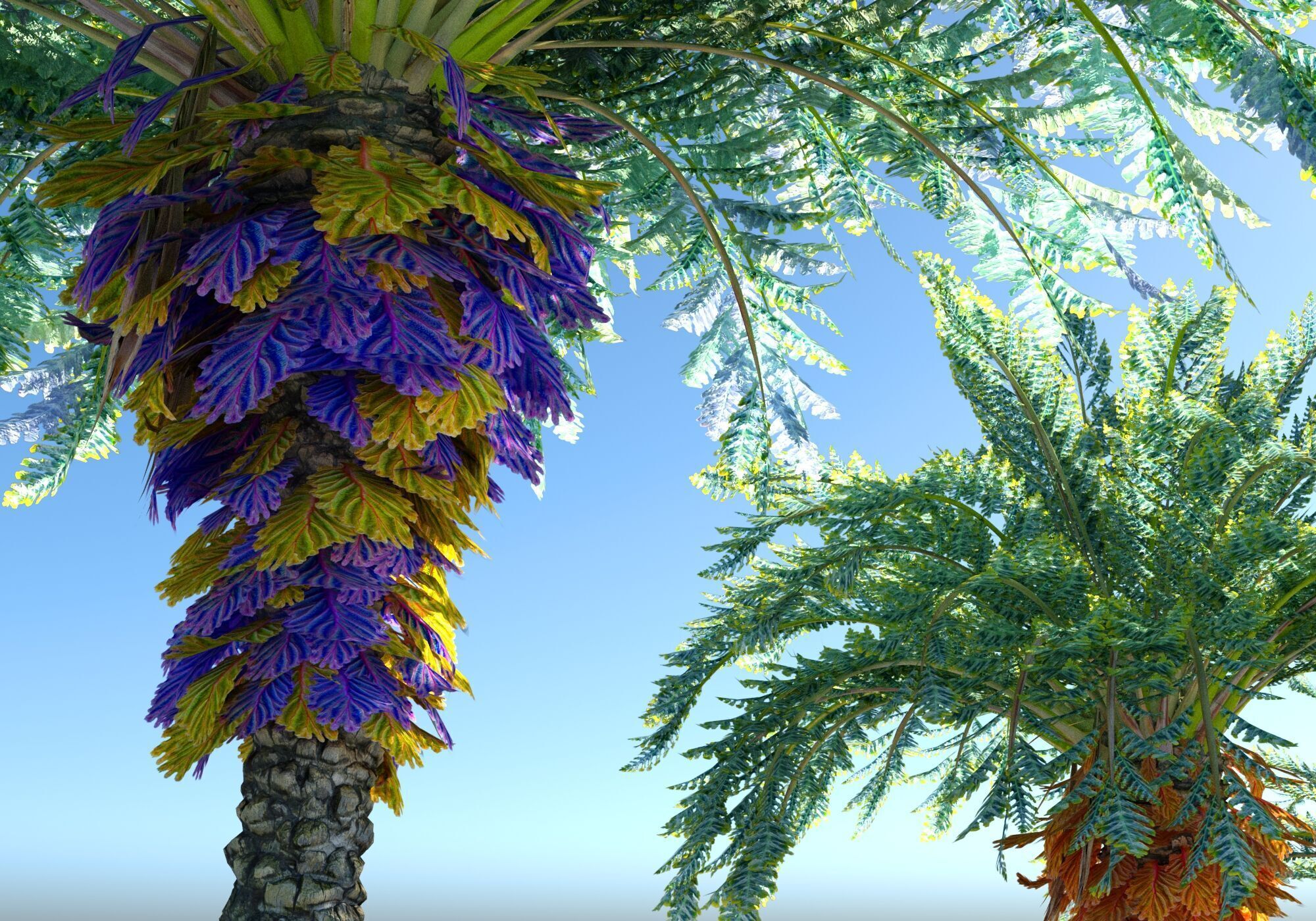 Fantastic prehistoric palm tree Pack Animated Low-poly 3D model_11