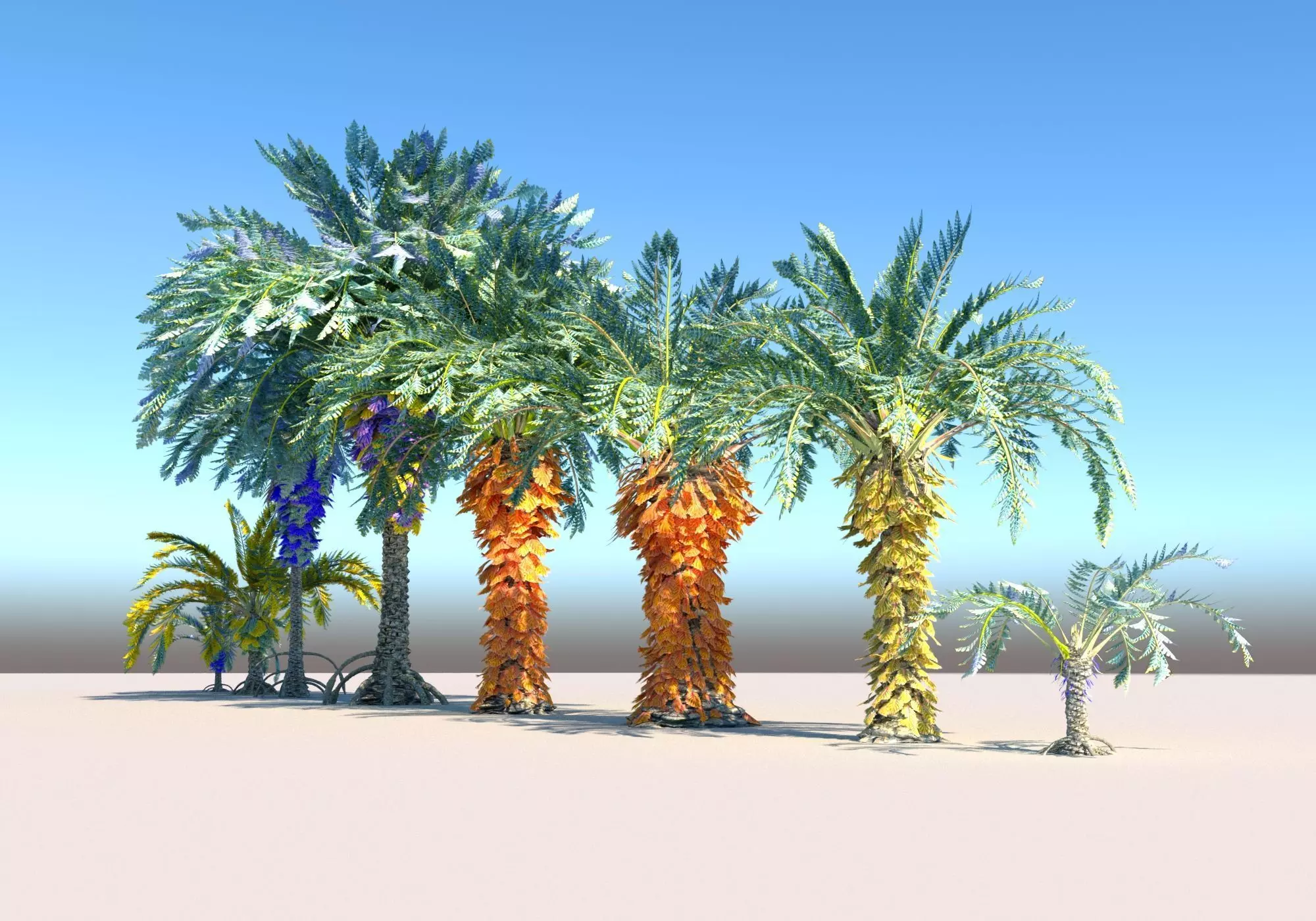 Fantastic prehistoric palm tree Pack Animated Low-poly 3D model_0