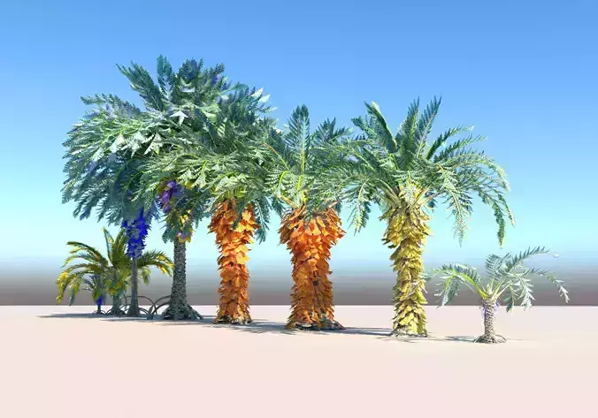 Fantastic prehistoric palm tree Pack Animated Low-poly 3D model