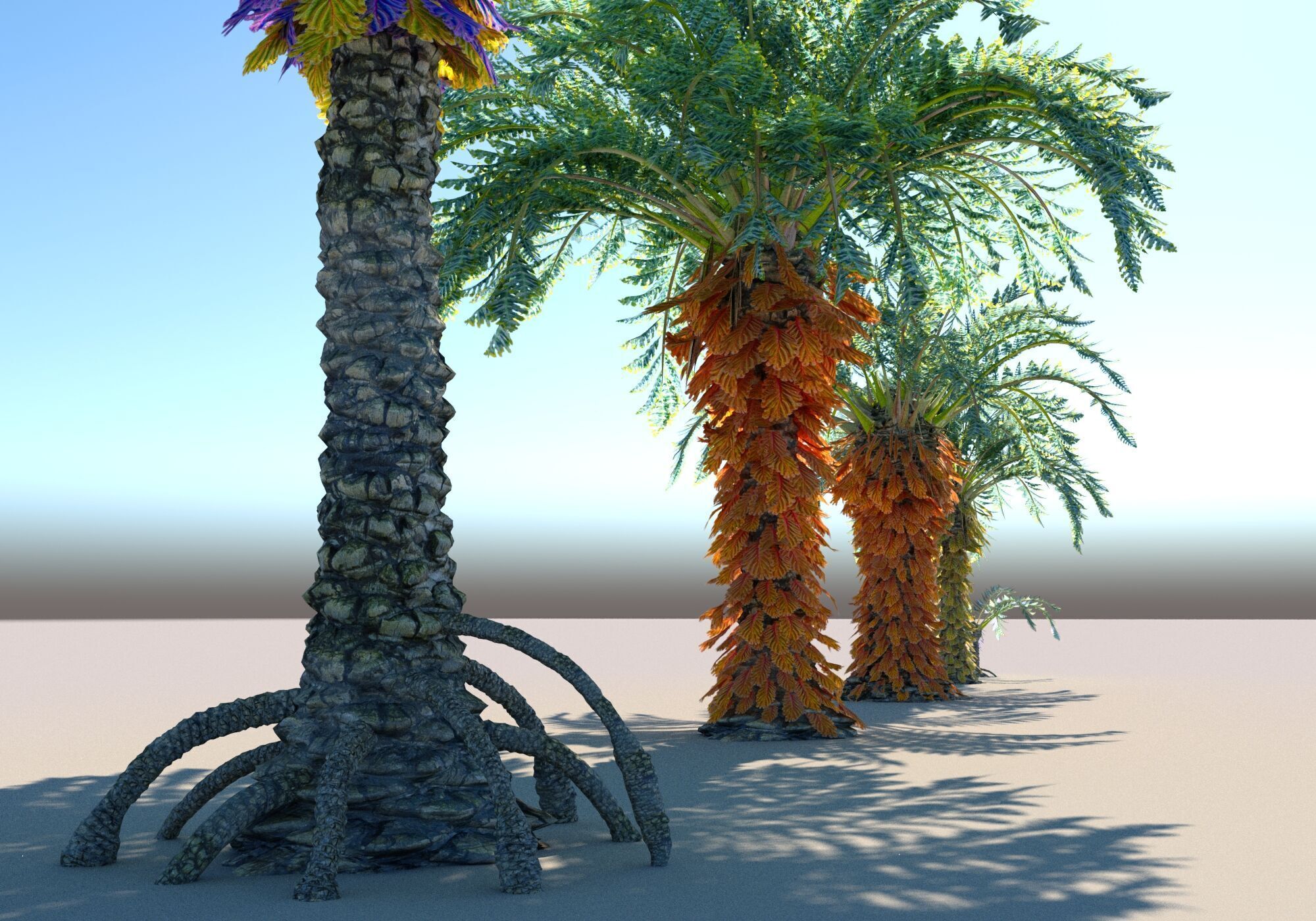 Fantastic prehistoric palm tree Pack Animated Low-poly 3D model_6