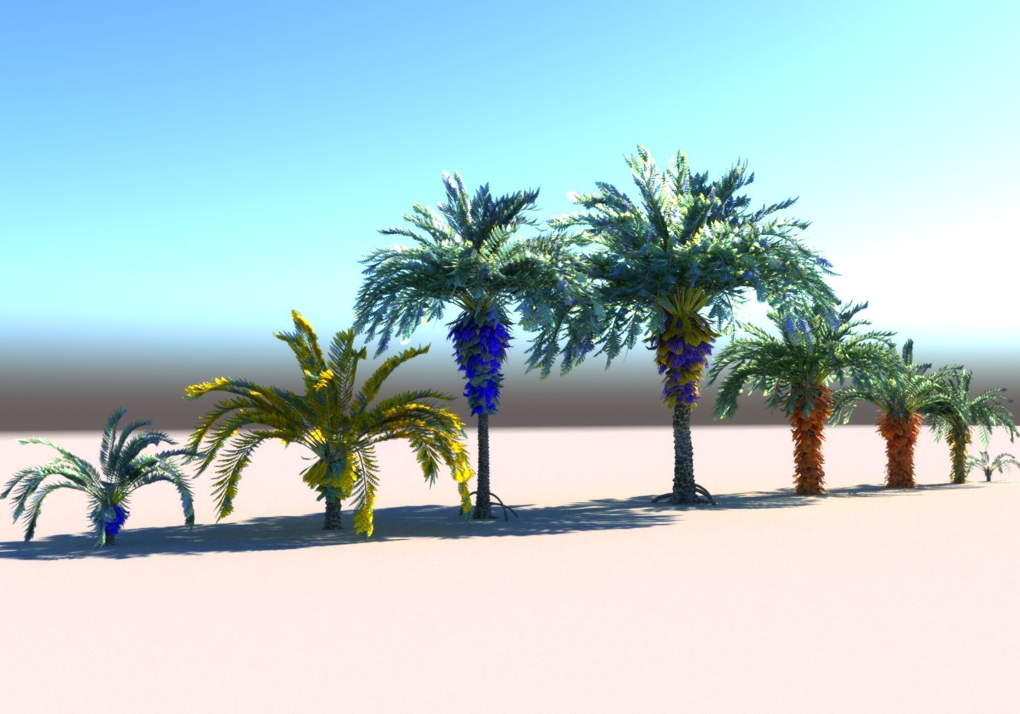 Fantastic prehistoric palm tree Pack Animated Low-poly 3D model_9