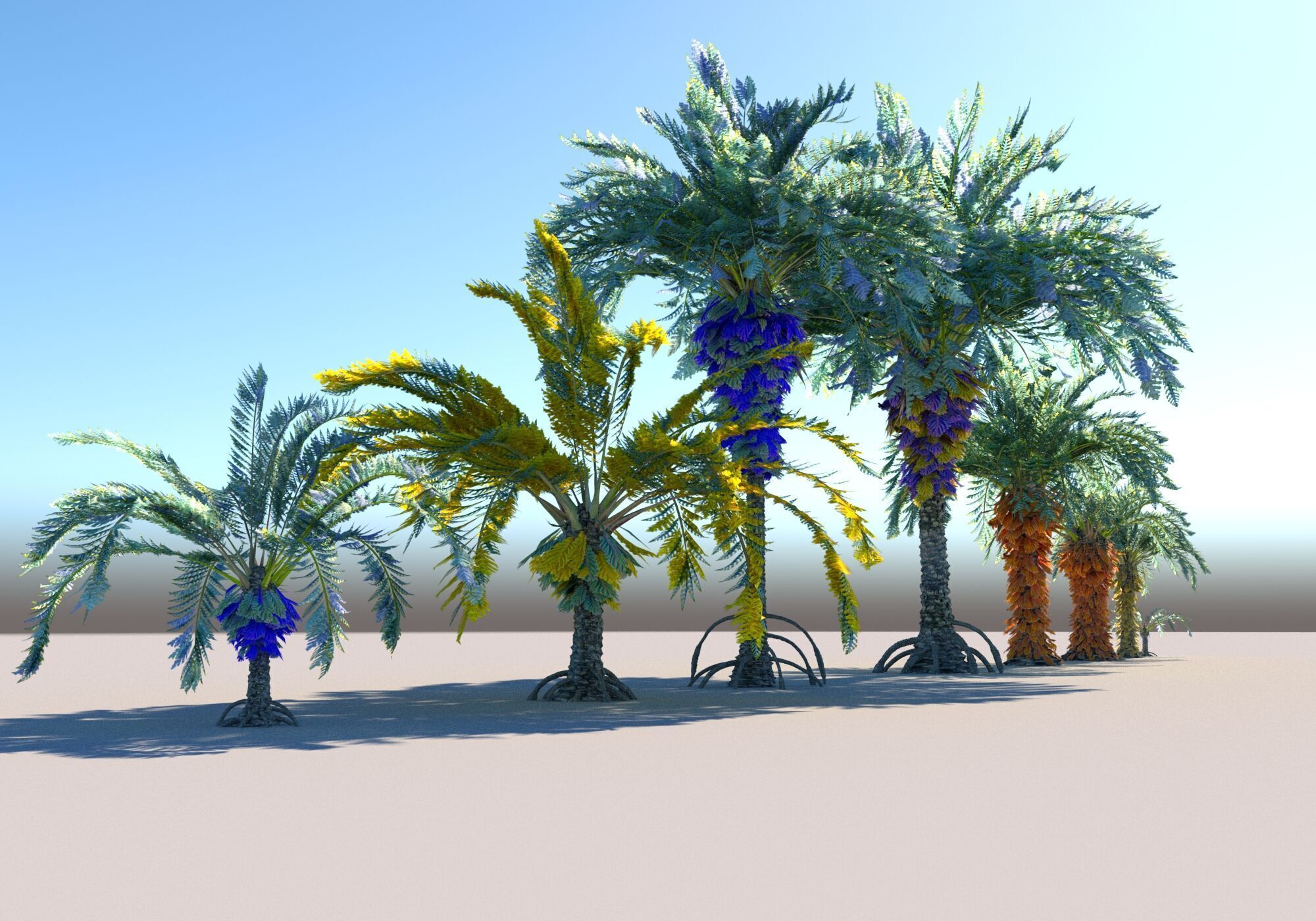 Fantastic prehistoric palm tree Pack Animated Low-poly 3D model_5