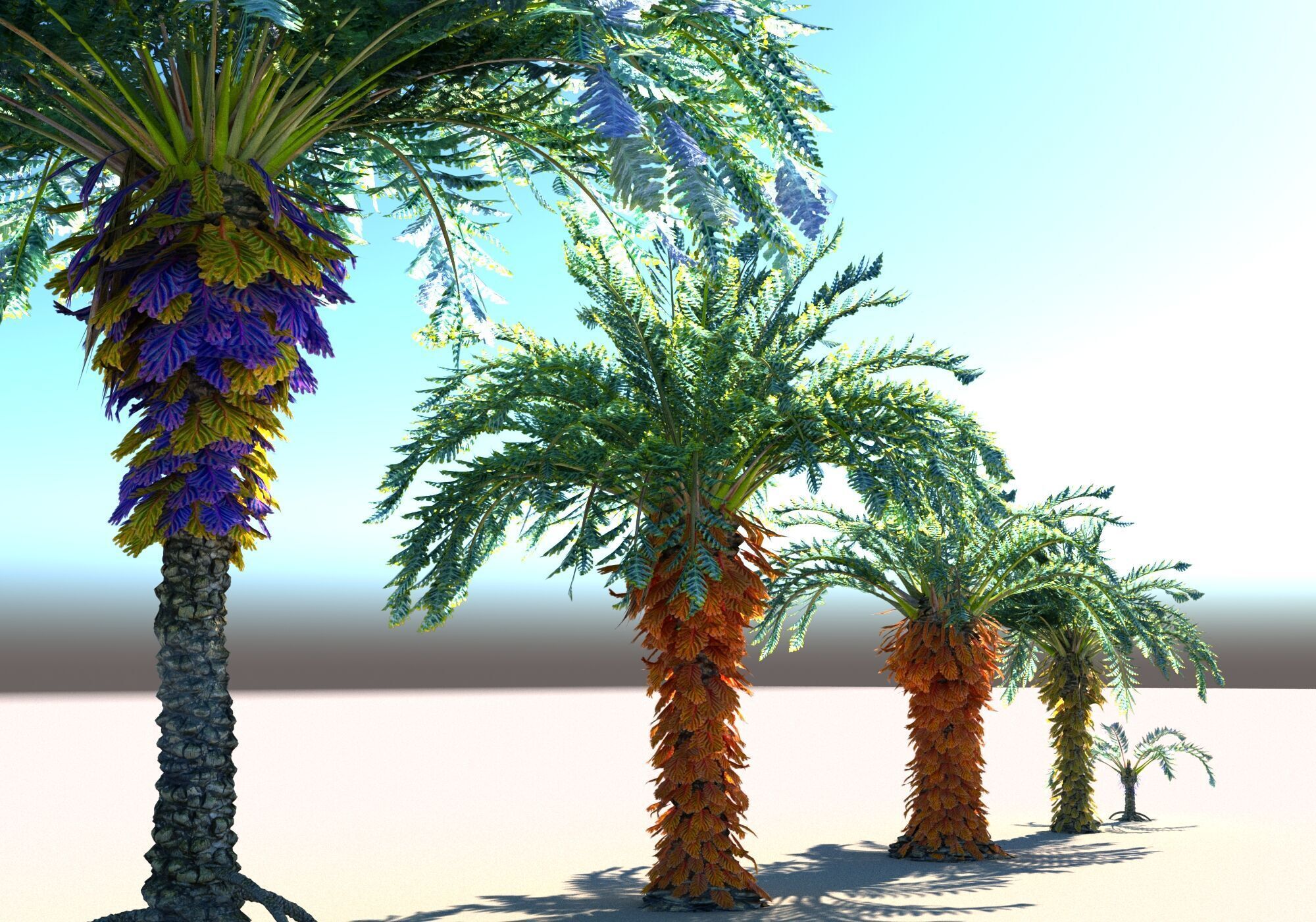 Fantastic prehistoric palm tree Pack Animated Low-poly 3D model_7