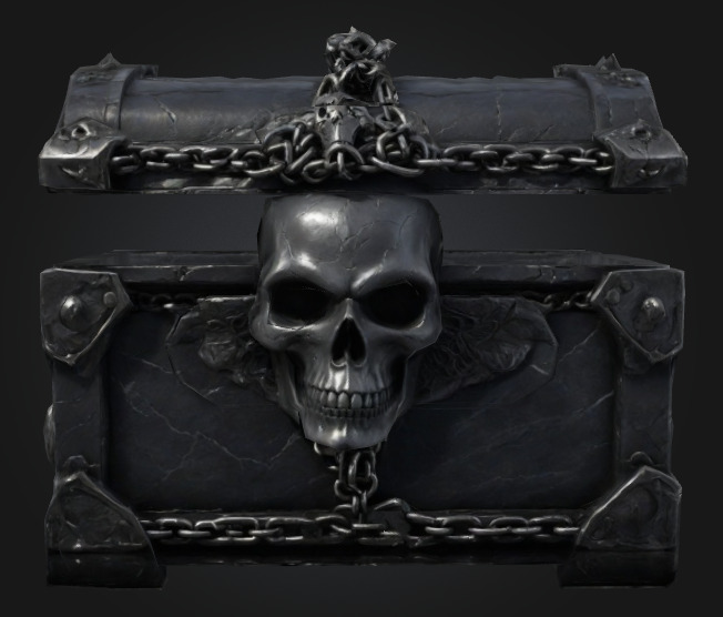 Bone king chest 4 Low-poly 3D model_3