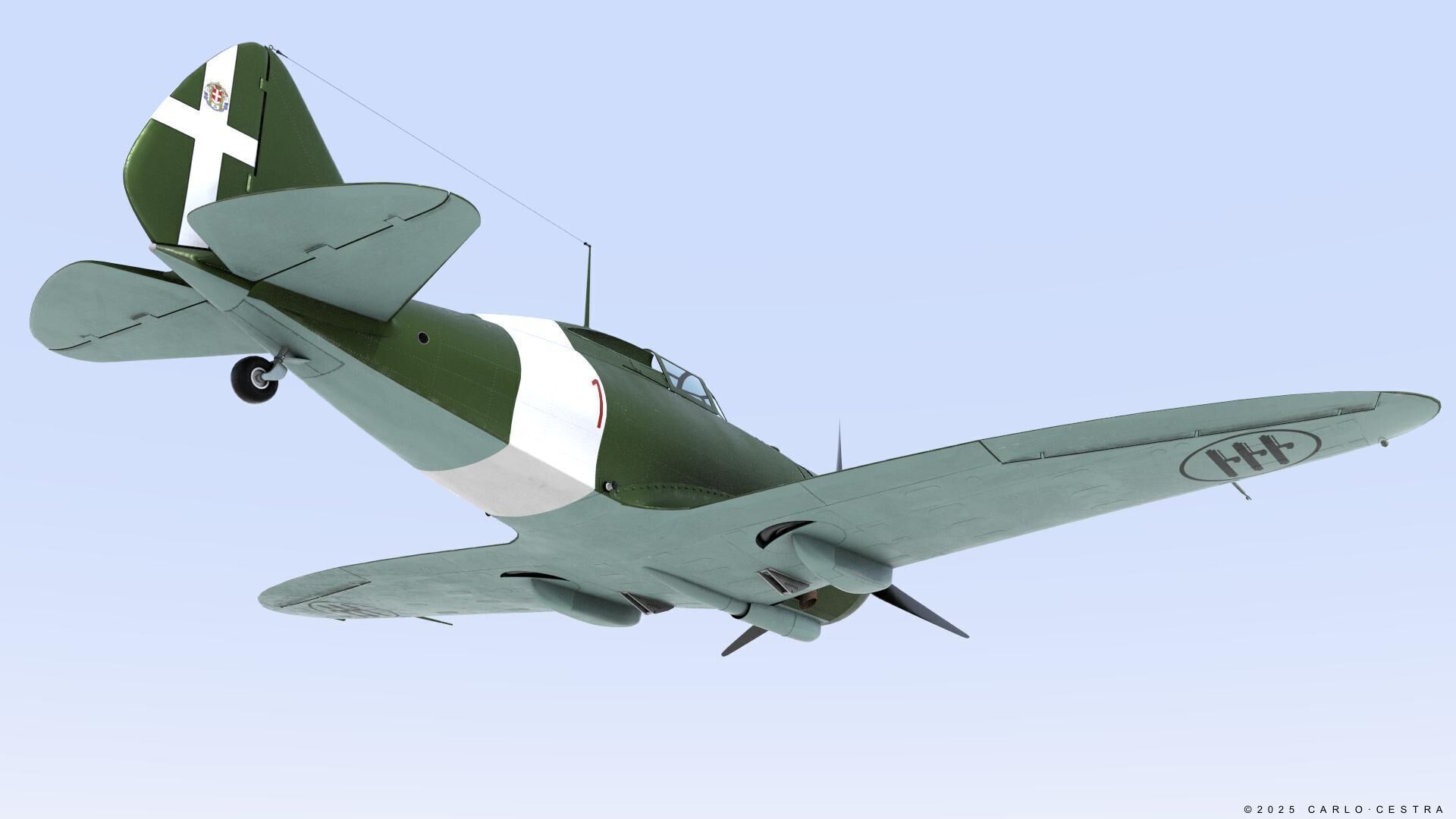 Re2000 Falco I - Catapult version - Not rigged Low-poly 3D model_1