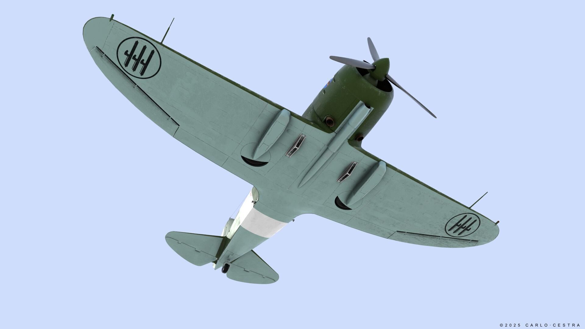 Re2000 Falco I - Catapult version - Not rigged Low-poly 3D model_7