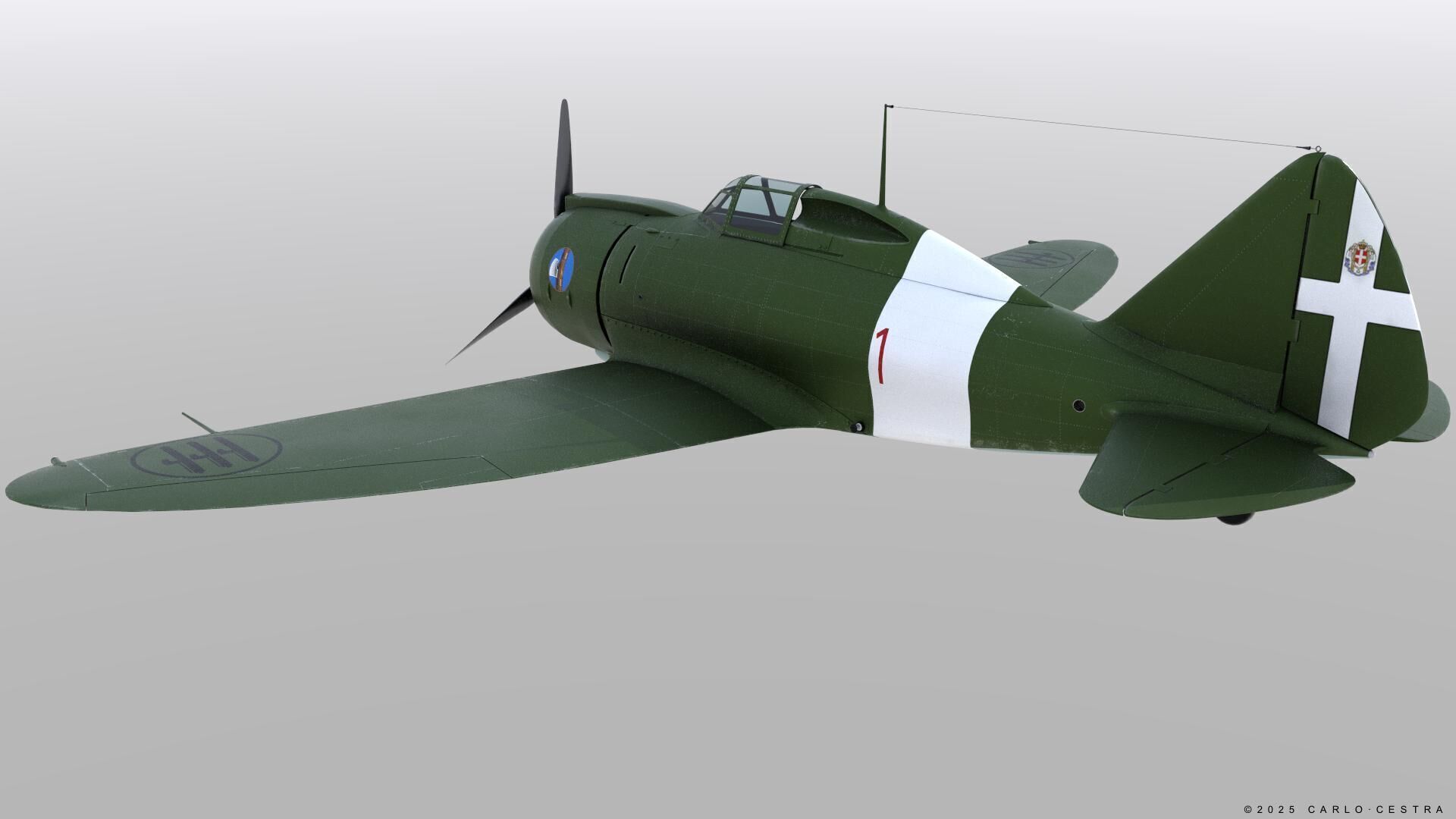 Re2000 Falco I - Catapult version - Not rigged Low-poly 3D model_2